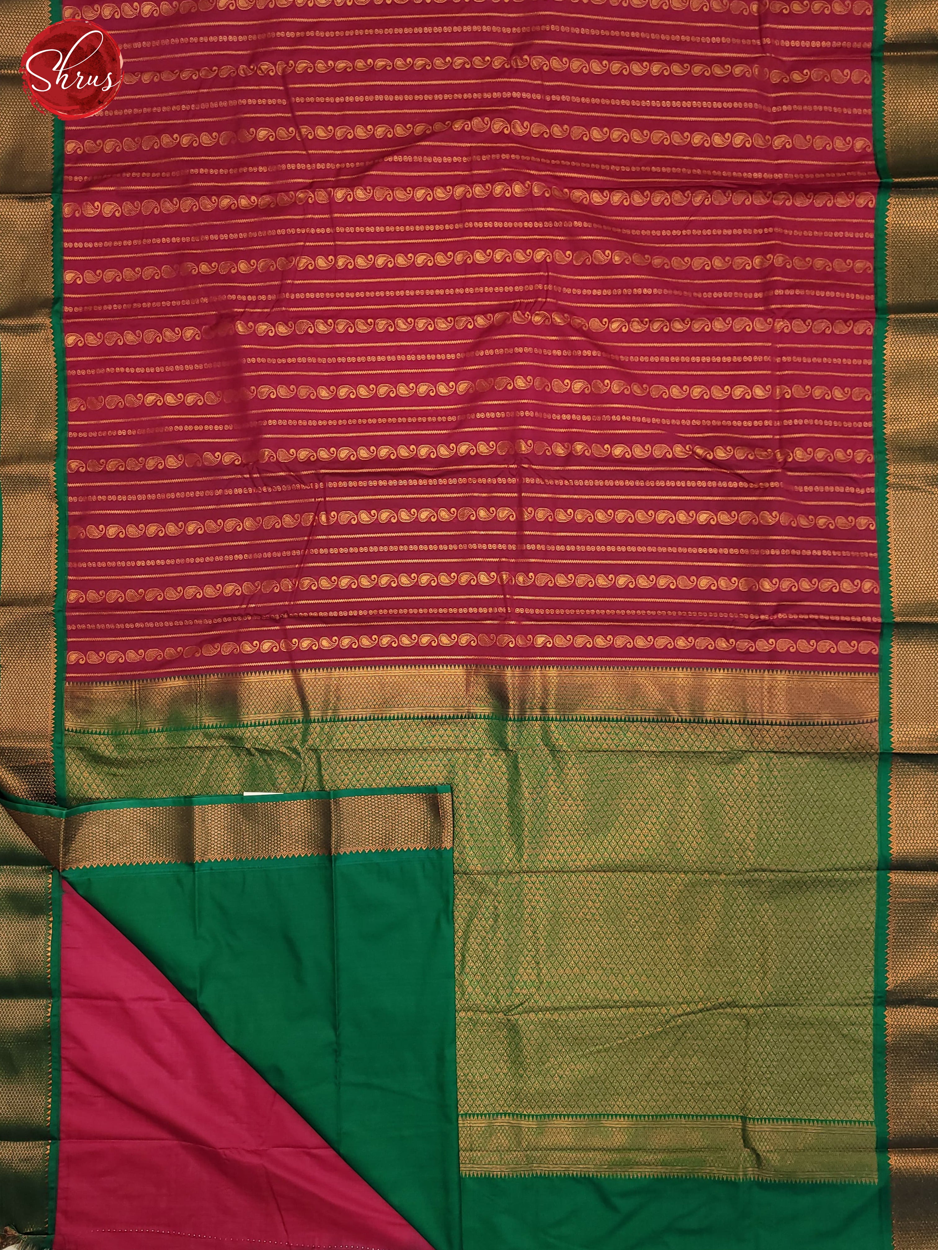 Pink & Green - Semi Kanchipuram Saree - Shop on ShrusEternity.com