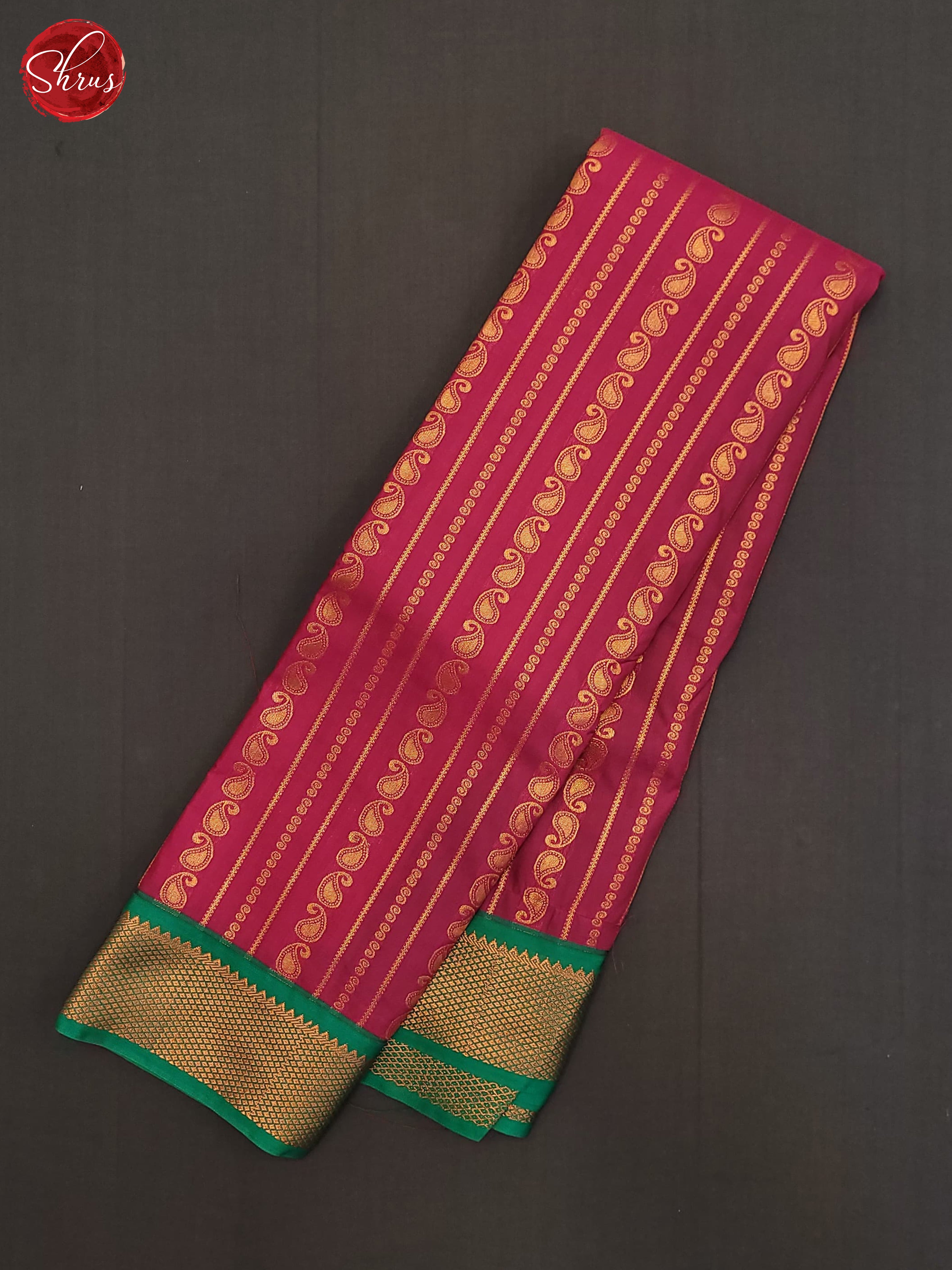 Pink & Green - Semi Kanchipuram Saree - Shop on ShrusEternity.com