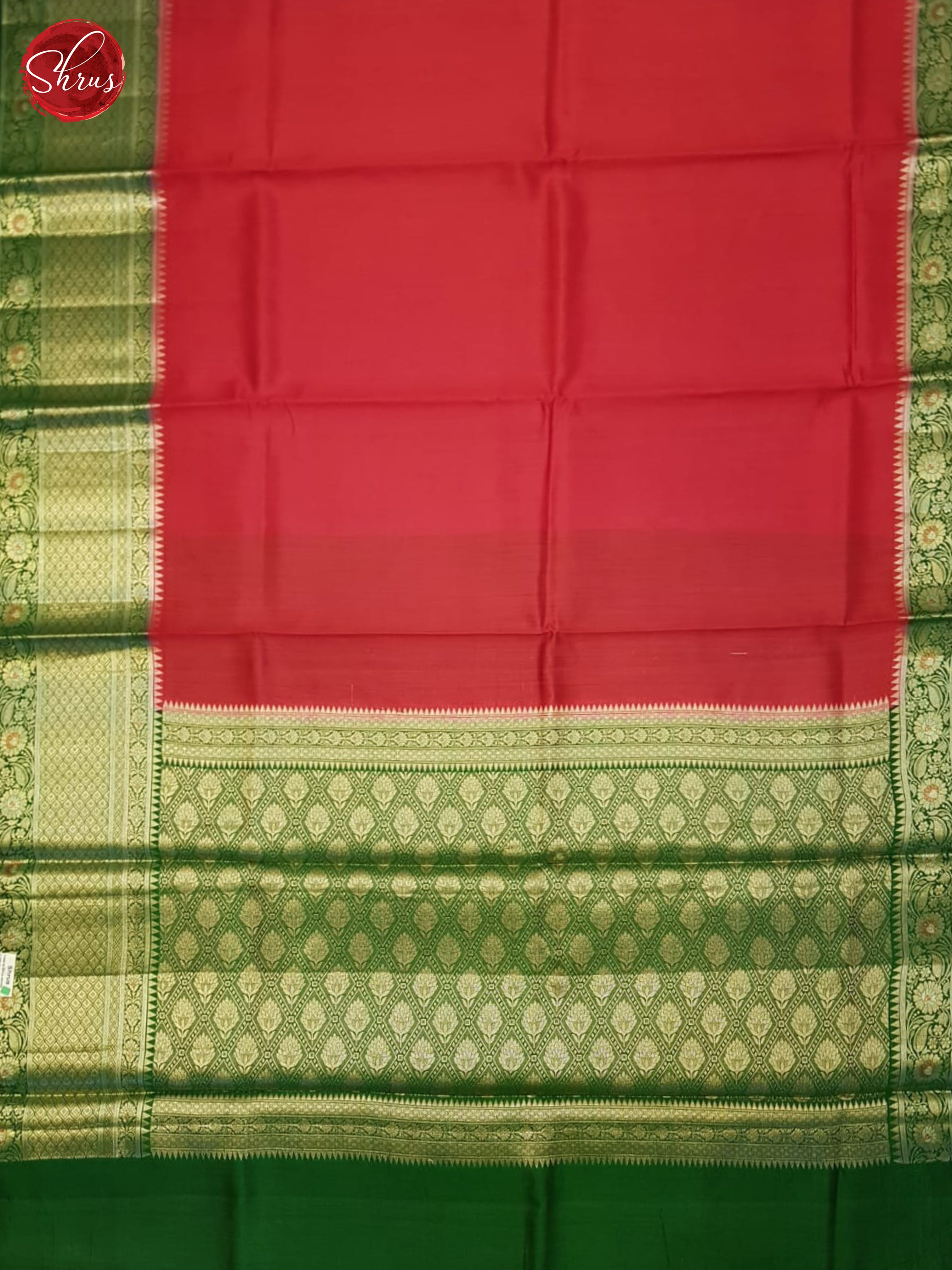 Red And Green- Tussar Saree - Shop on ShrusEternity.com