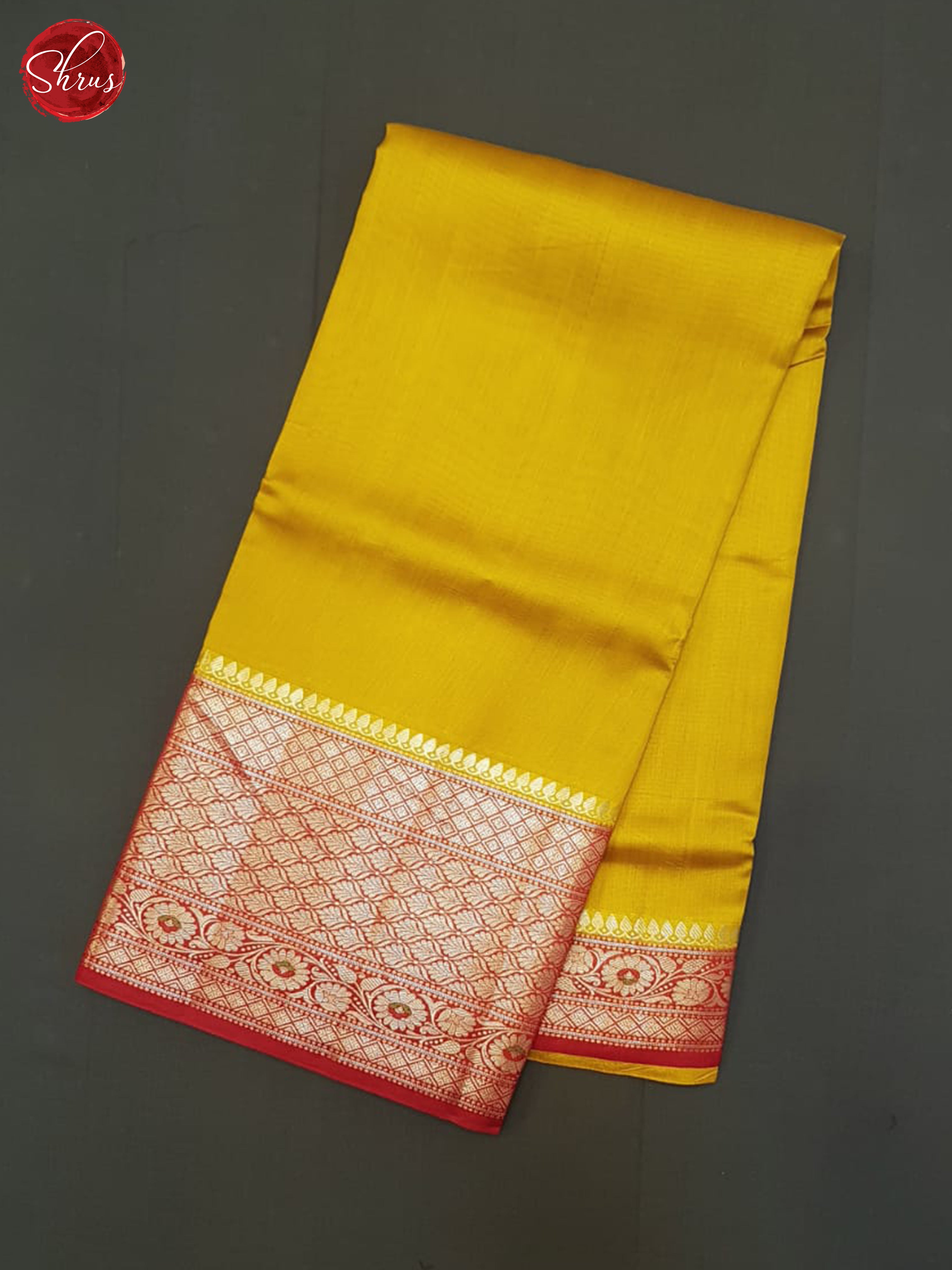 Mustard And Red-Tussar Saree - Shop on ShrusEternity.com