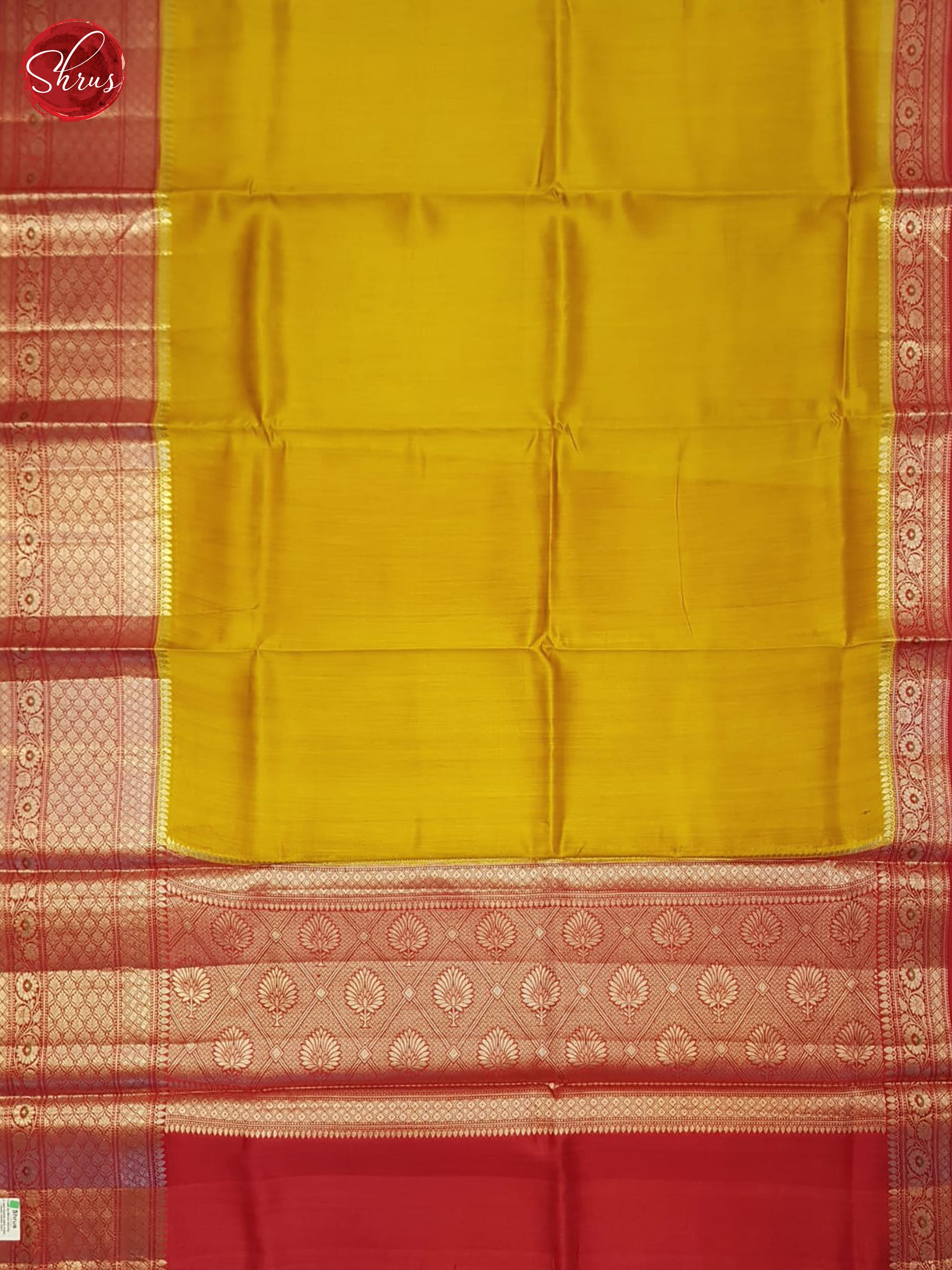 Mustard And Red-Tussar Saree - Shop on ShrusEternity.com