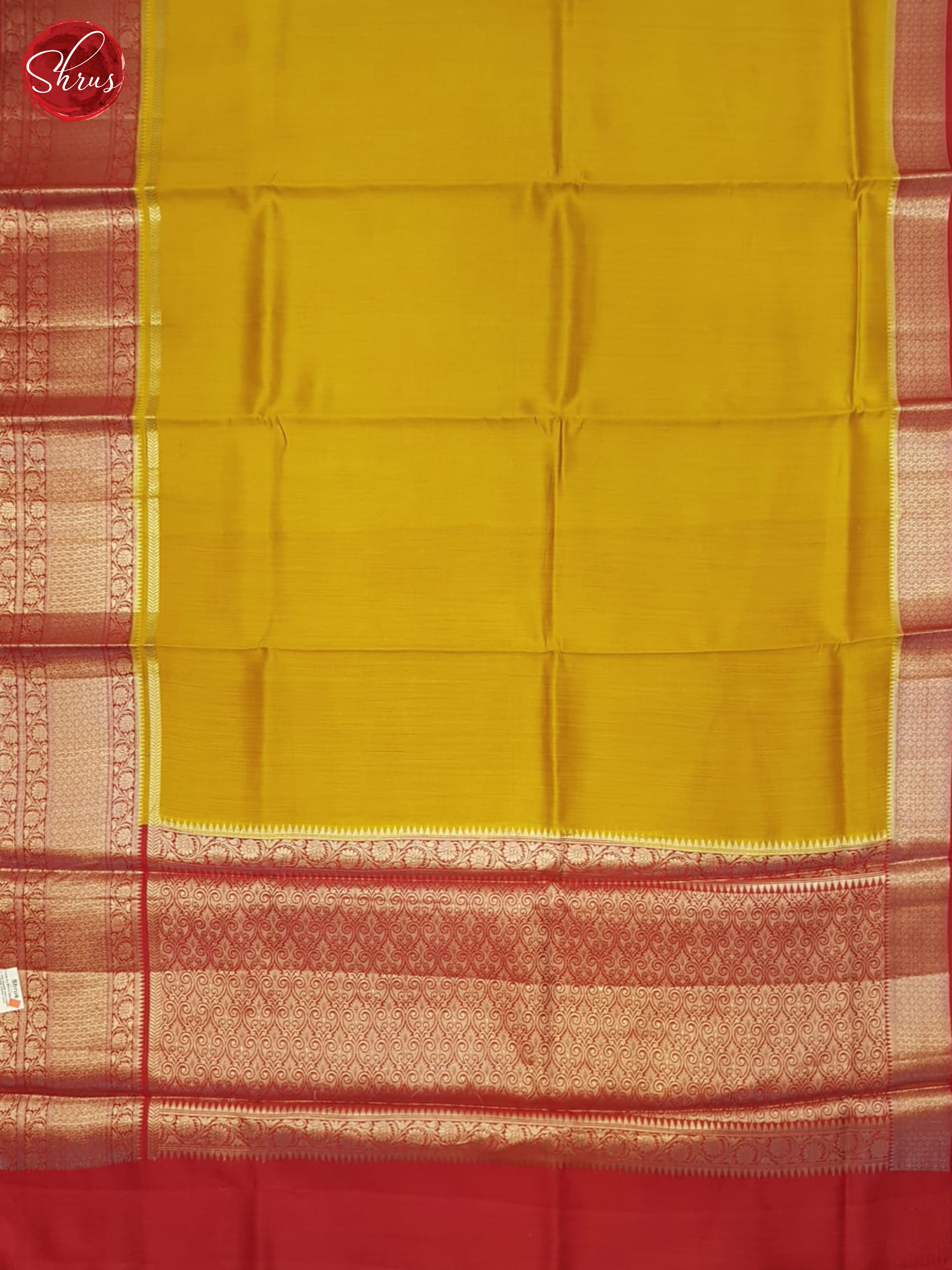 Mustard And Red- Tussar Saree - Shop on ShrusEternity.com