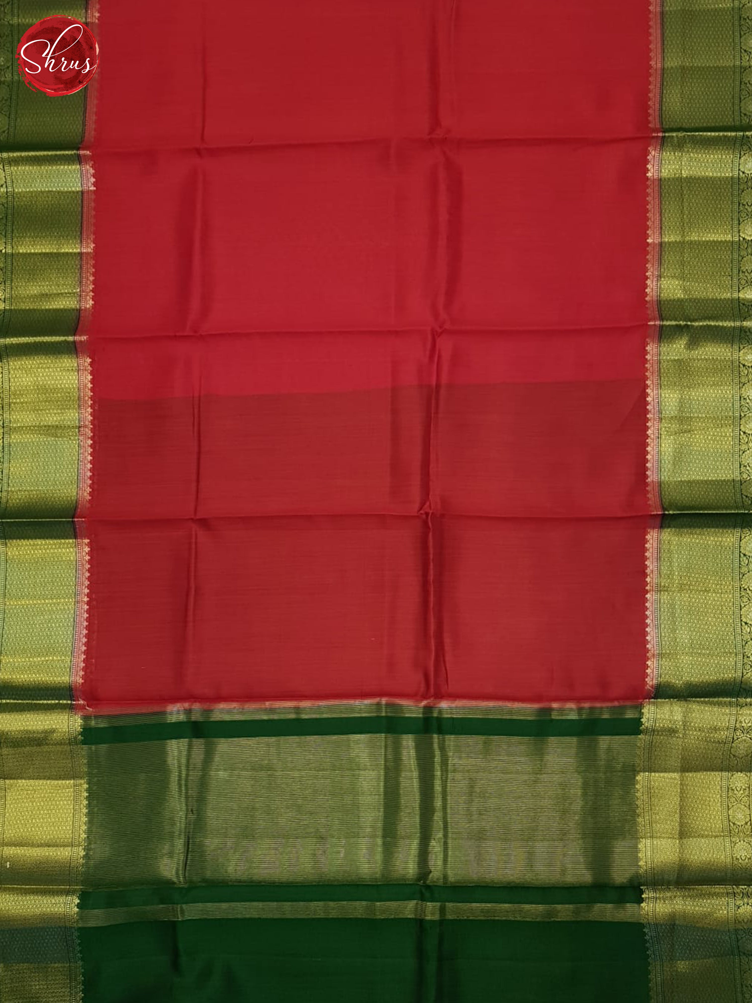 Red & Green- Tussar Saree - Shop on ShrusEternity.com