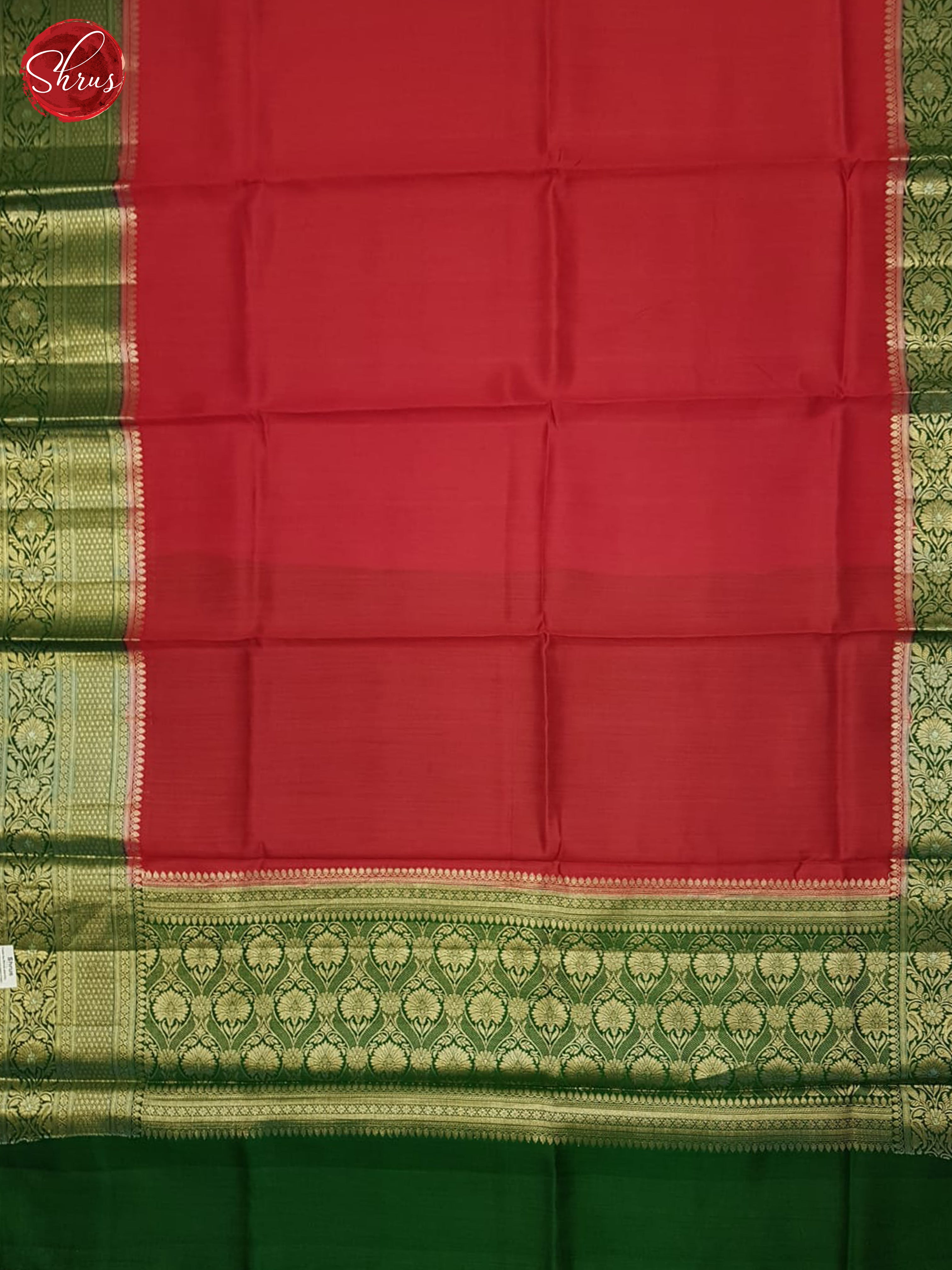 Red & Green - Tussar Saree - Shop on ShrusEternity.com