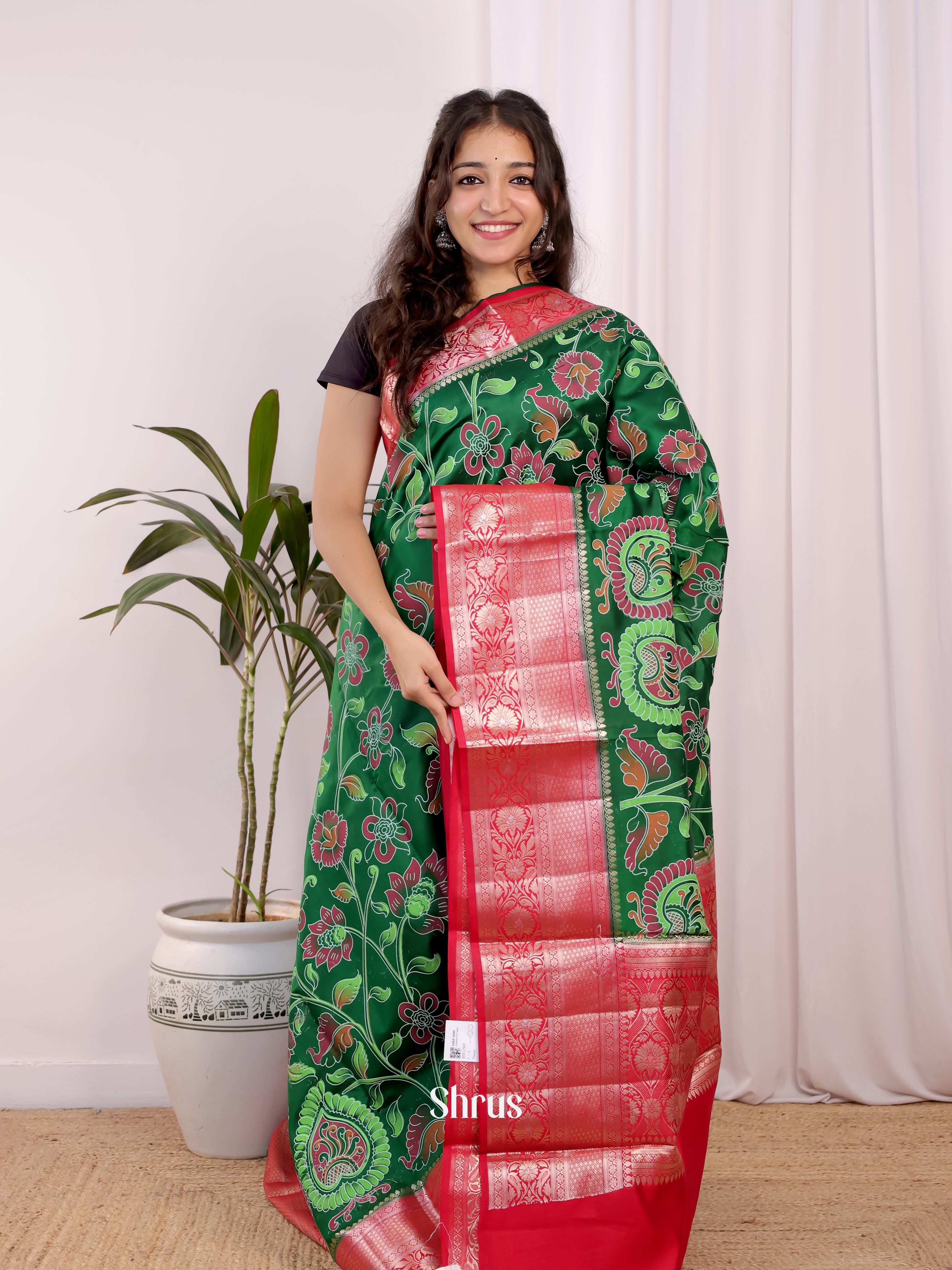 Peacock Neck & Red- Tussar Saree