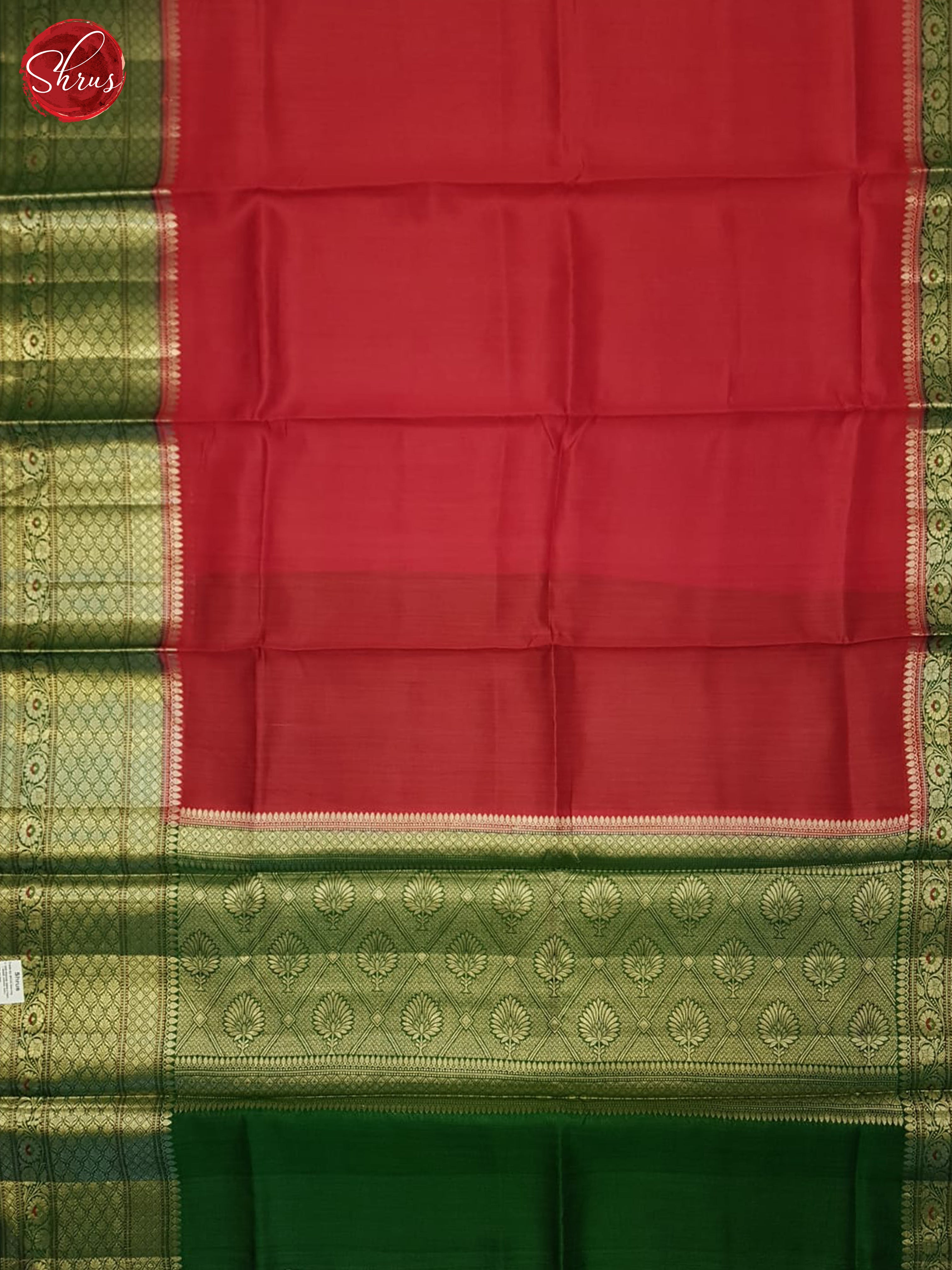 red & Green - Tussar Saree - Shop on ShrusEternity.com