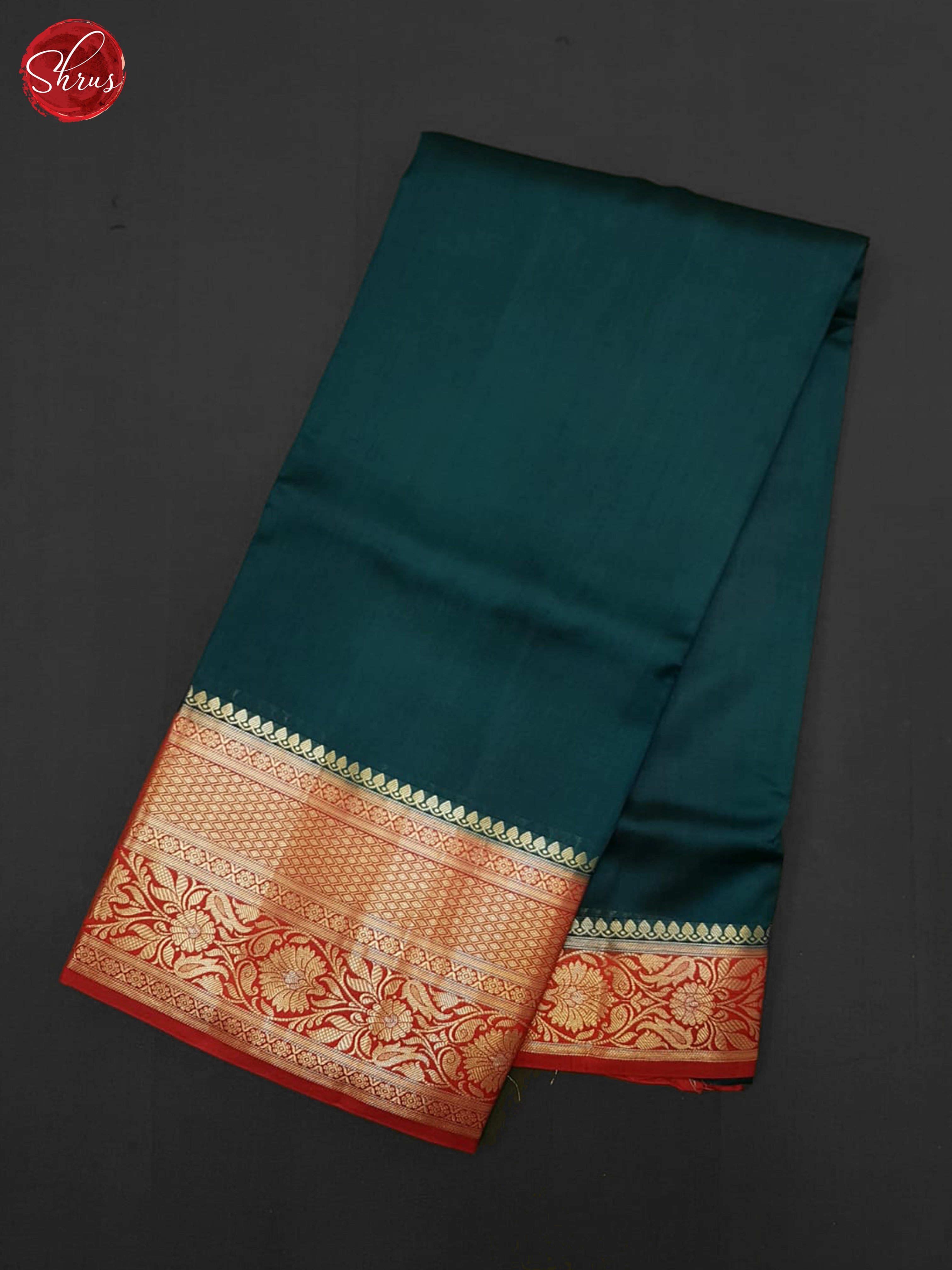 Peacock Blue & Red  - Tussar Saree - Shop on ShrusEternity.com