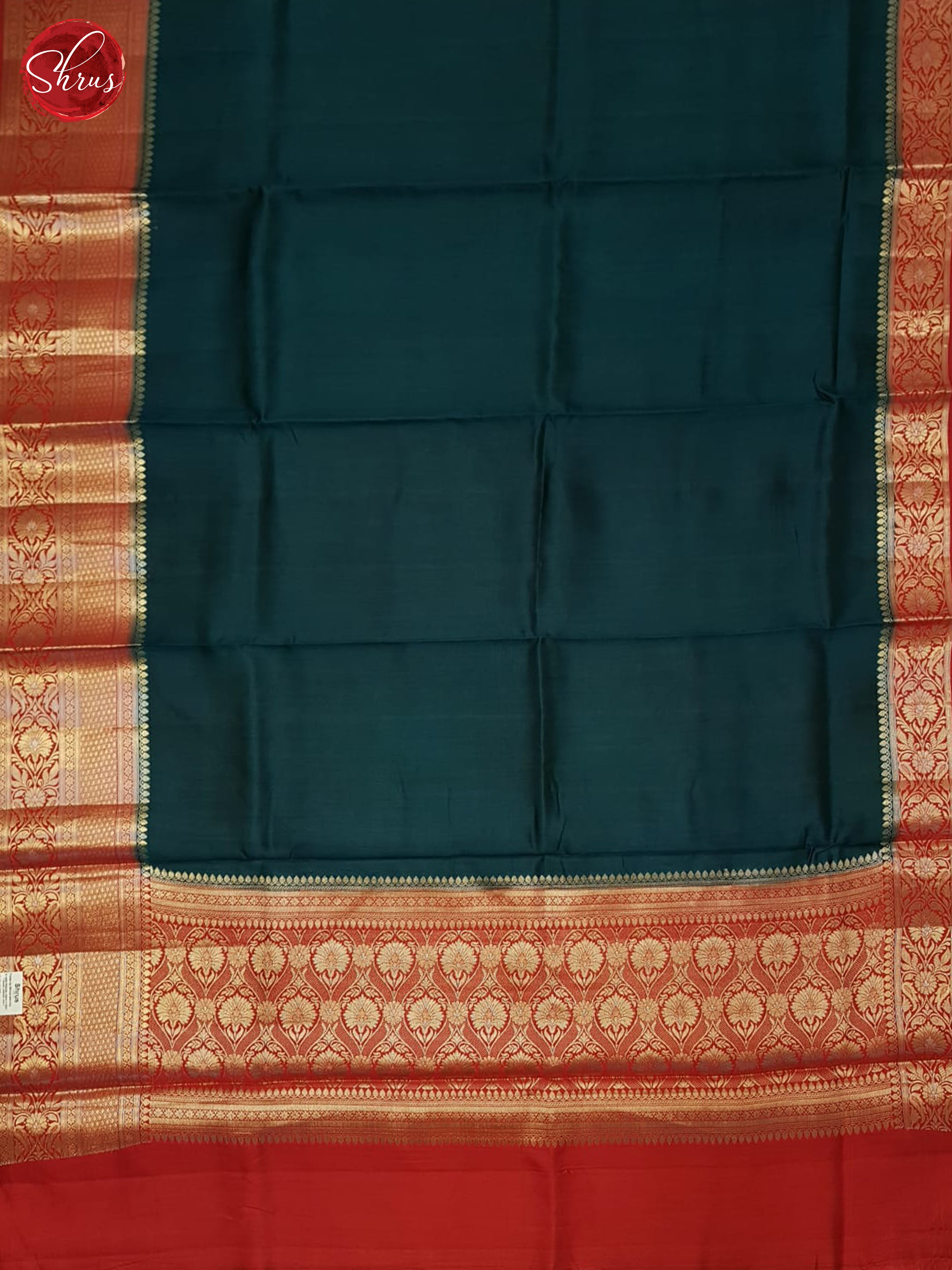 Peacock Blue & Red  - Tussar Saree - Shop on ShrusEternity.com