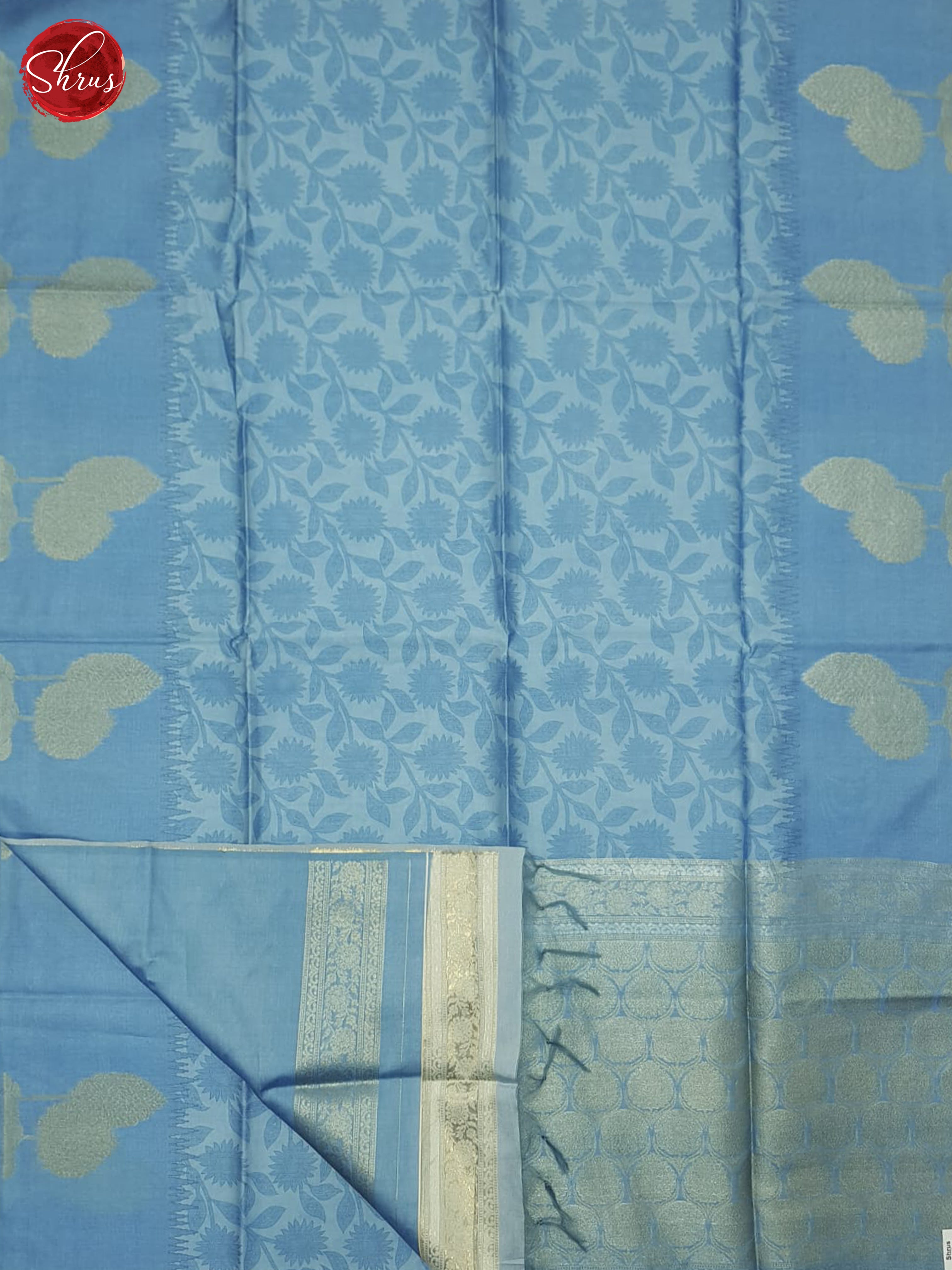 Blue(Single Tone) - Semi Silkcotton Saree - Shop on ShrusEternity.com
