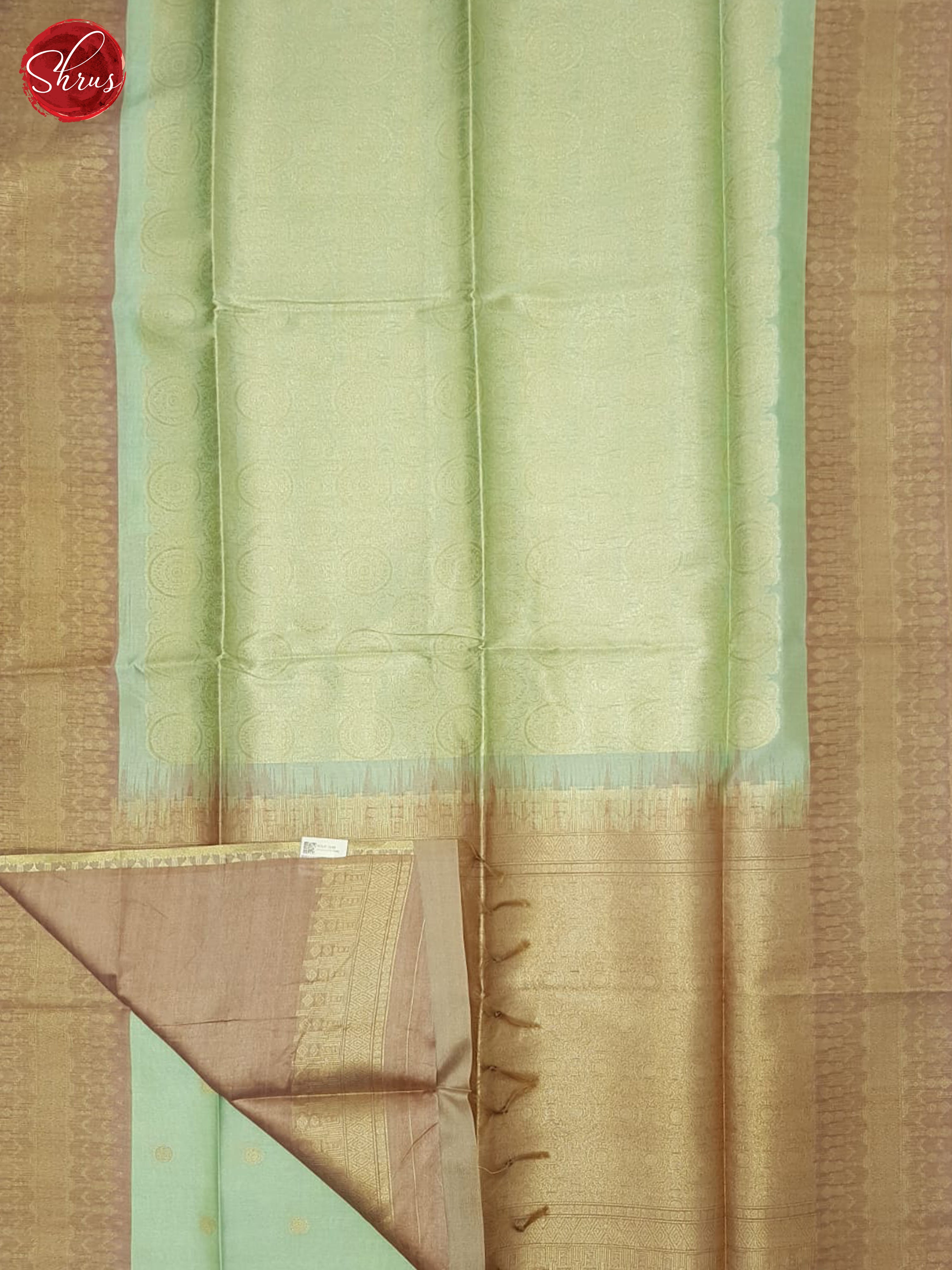 Teal Blue & Brown- Semi Silkcotton Saree - Shop on ShrusEternity.com