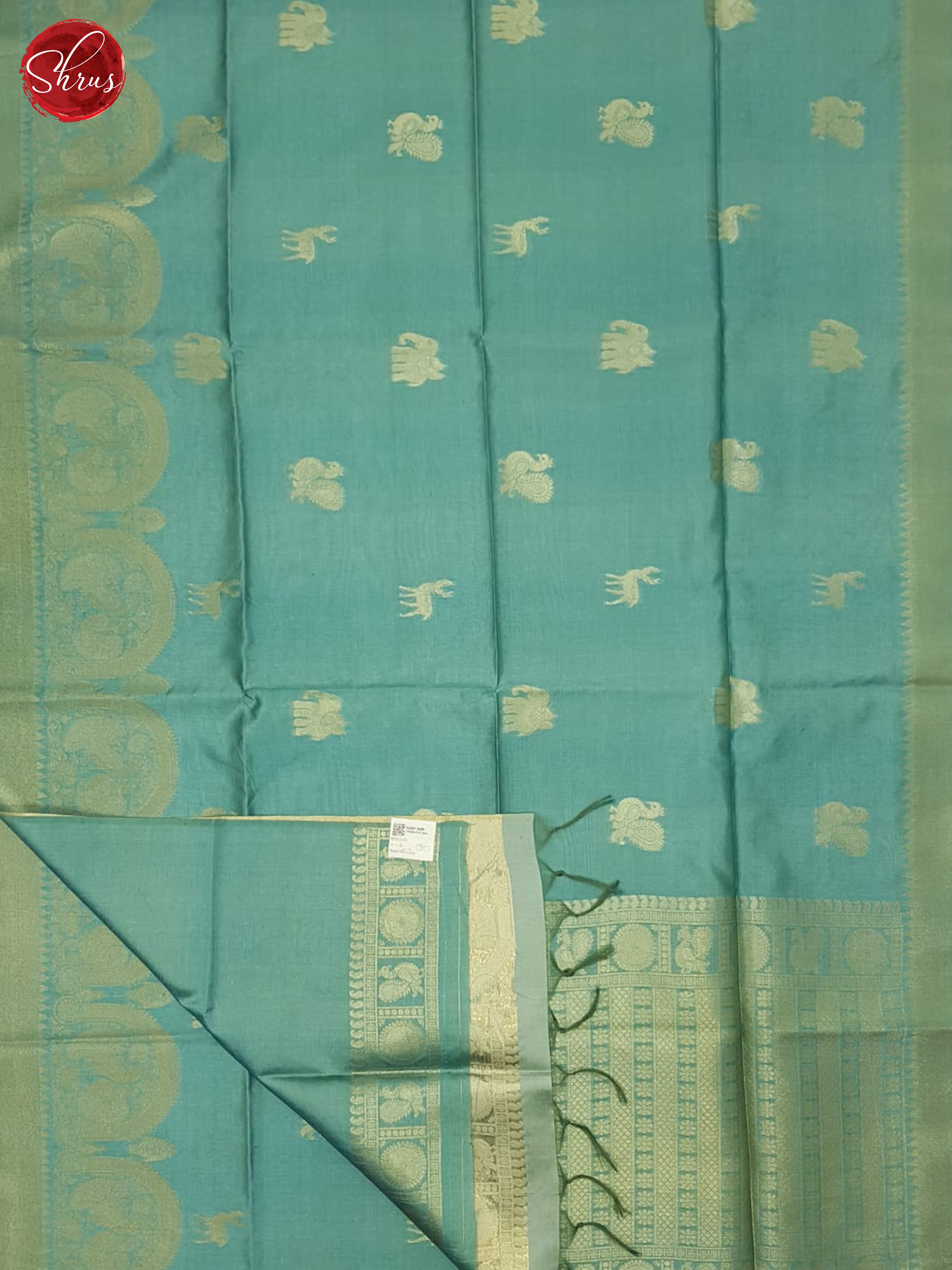 Blue(Single Tone)- Semi Silkcotton Saree - Shop on ShrusEternity.com