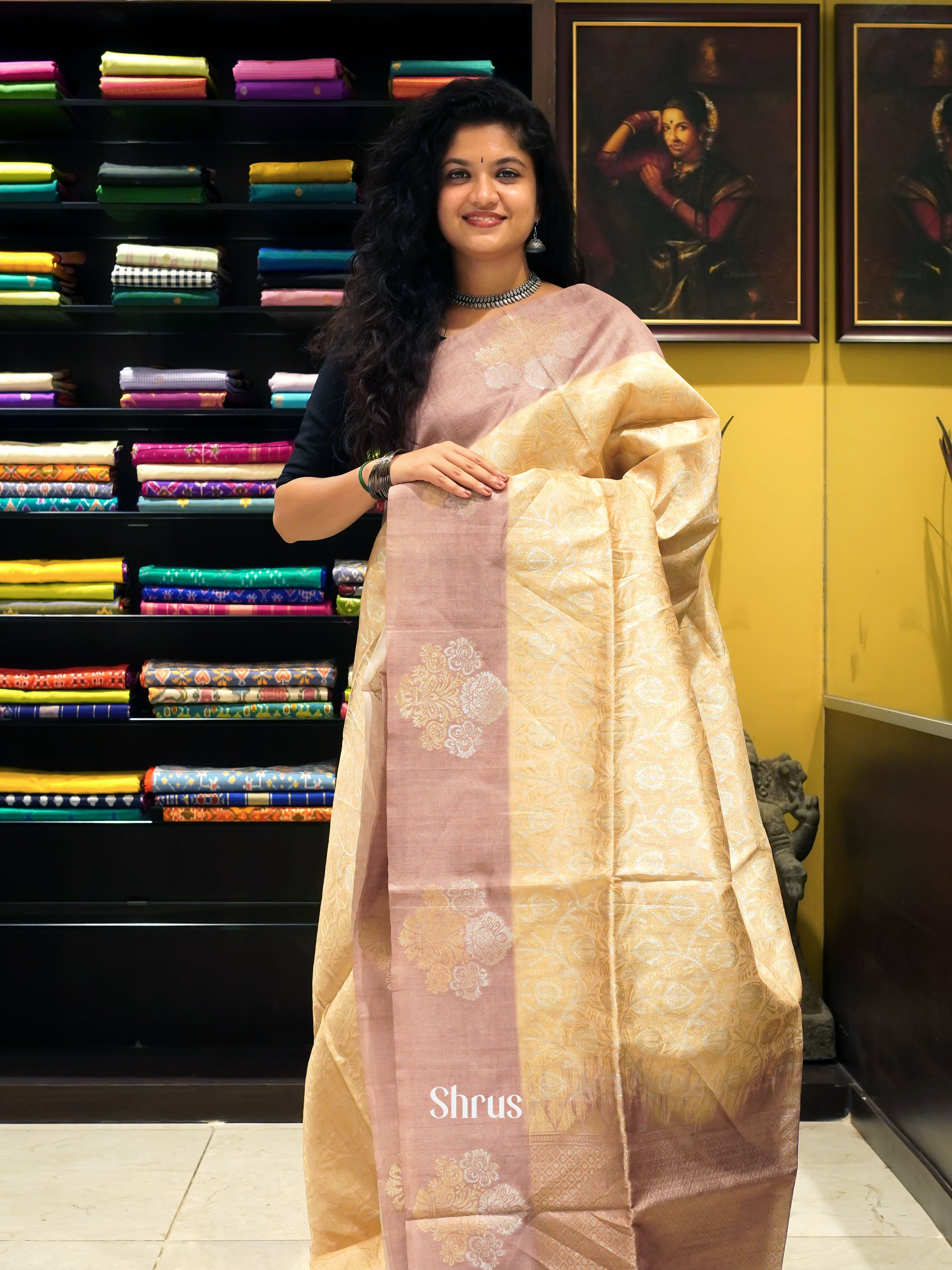 Elachi green and brown - Semi Tussar Saree