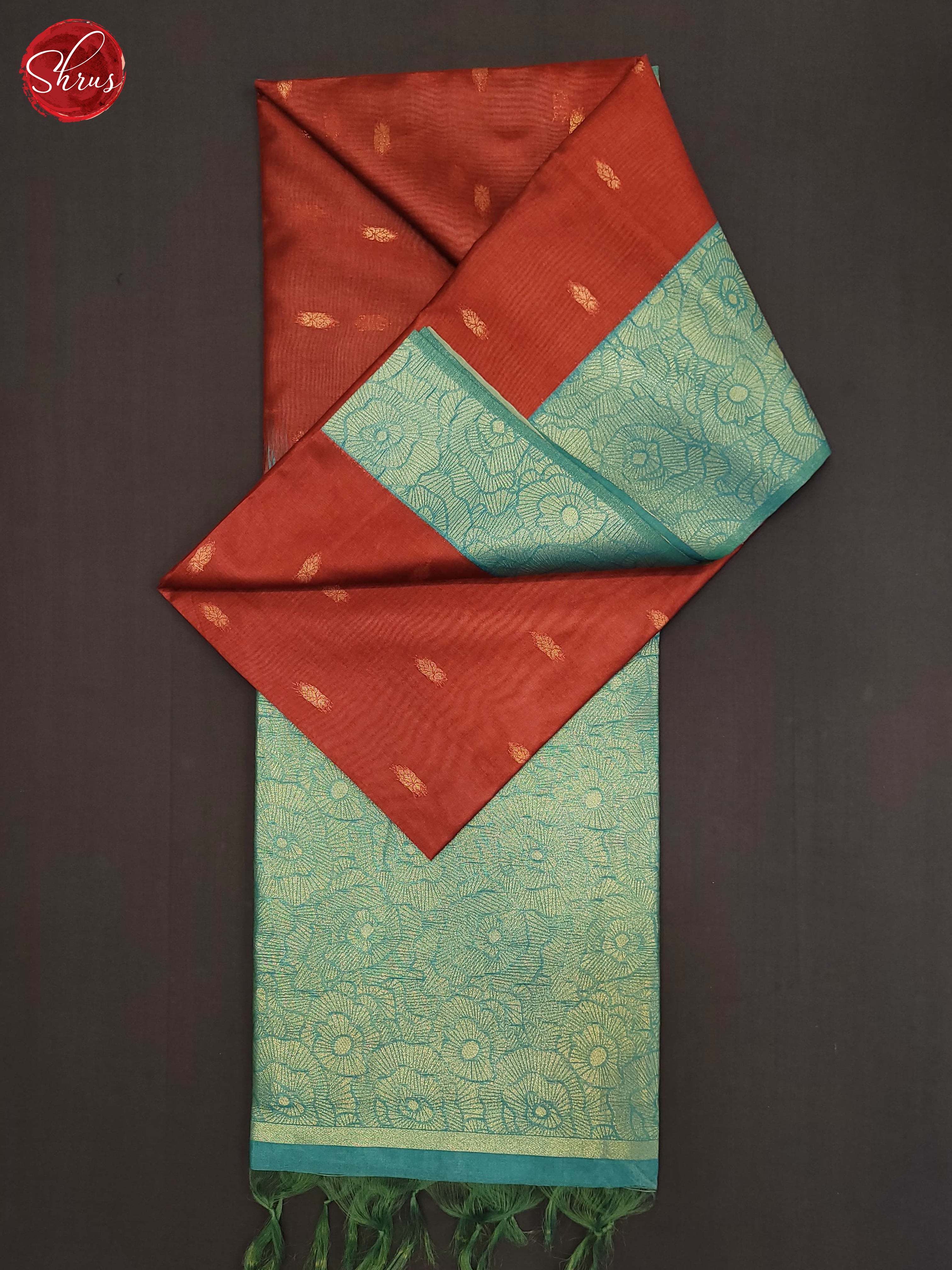 Red & Blue - Semi Silkcotton Saree - Shop on ShrusEternity.com