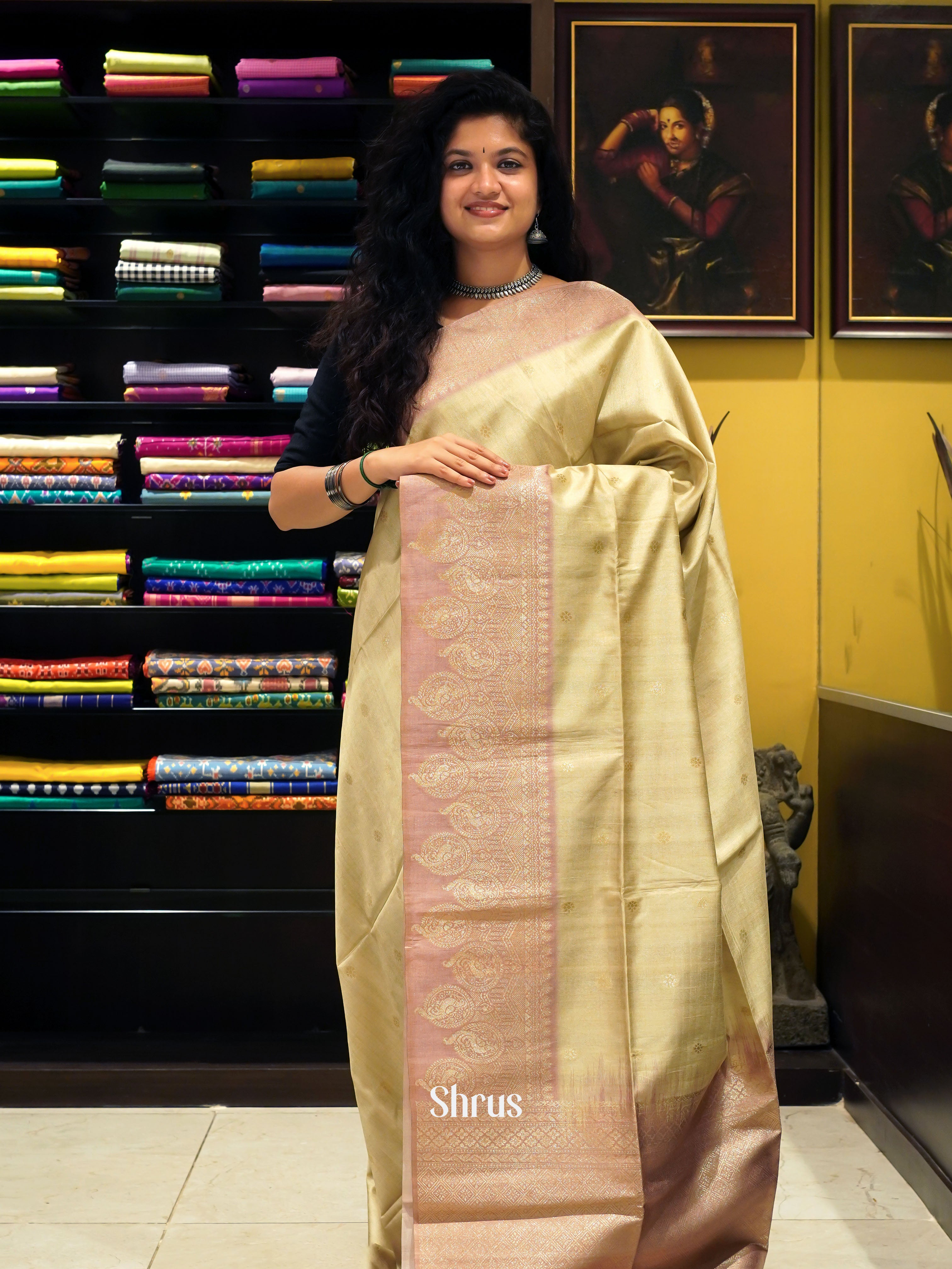 Green & Brown- Semi Tussar Saree