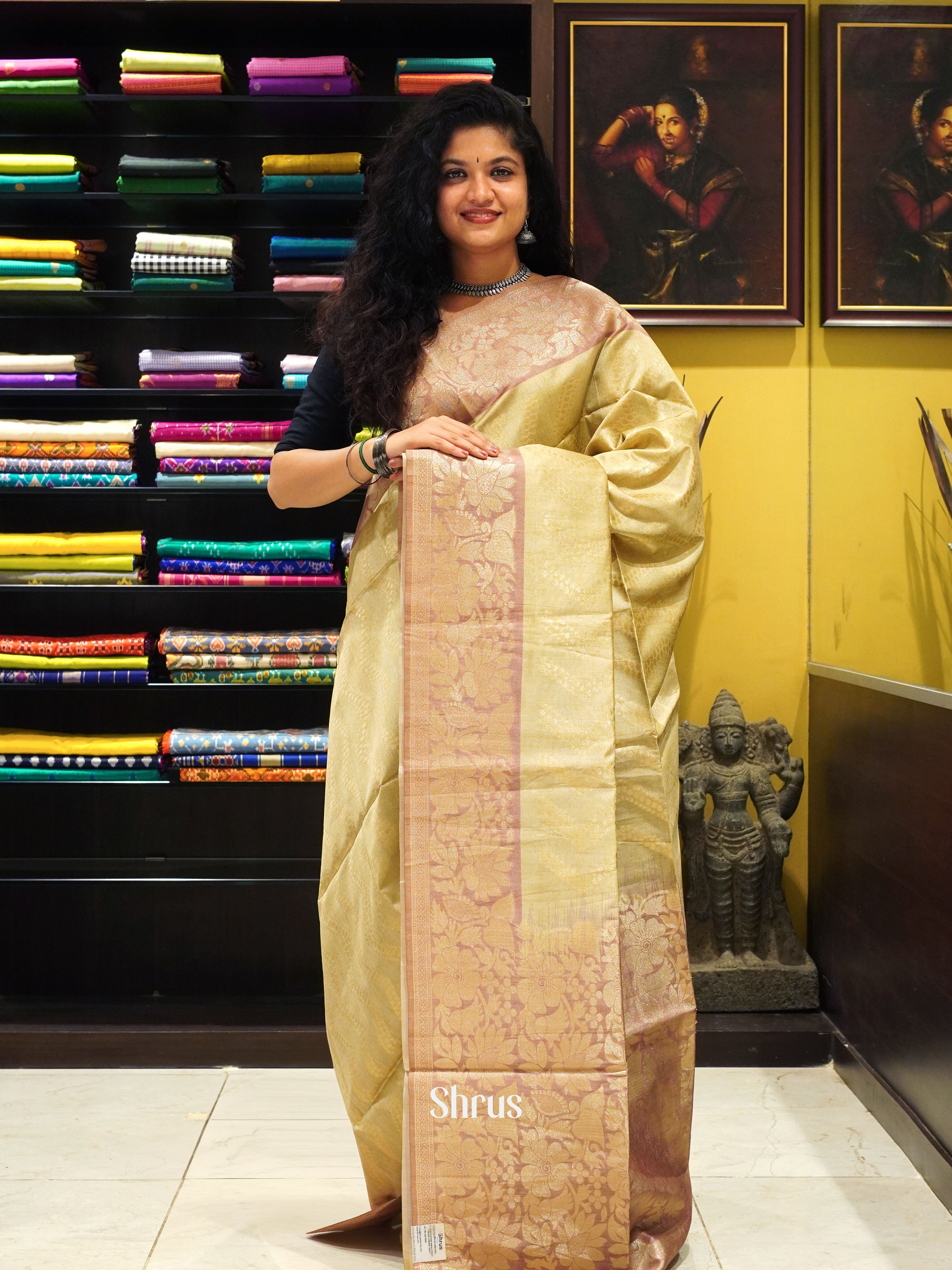 Green & Brown - Semi Tussar Saree