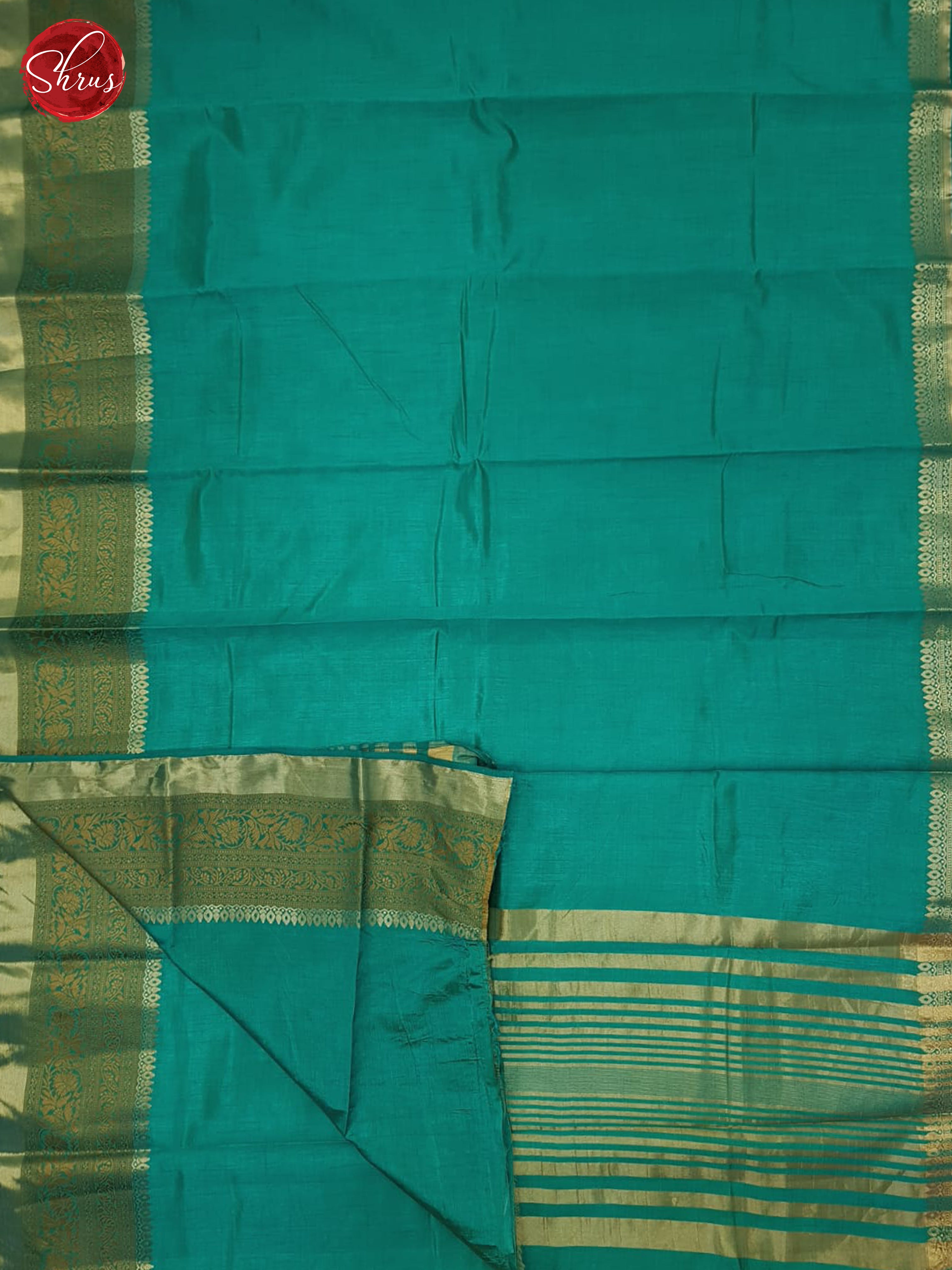 Teal Green(Single Tone) - Semi Dupion Saree - Shop on ShrusEternity.com