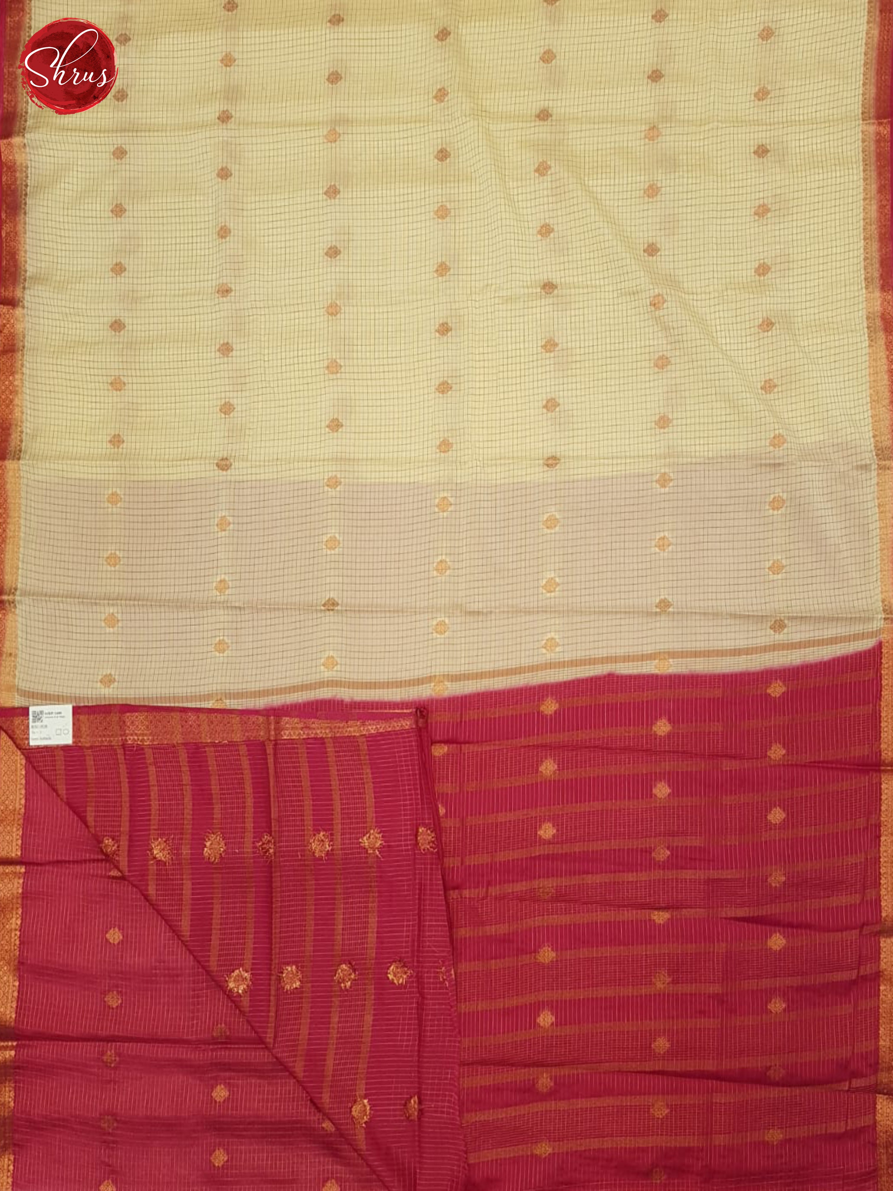 Cream & Pink - Semi Softsilk Saree - Shop on ShrusEternity.com