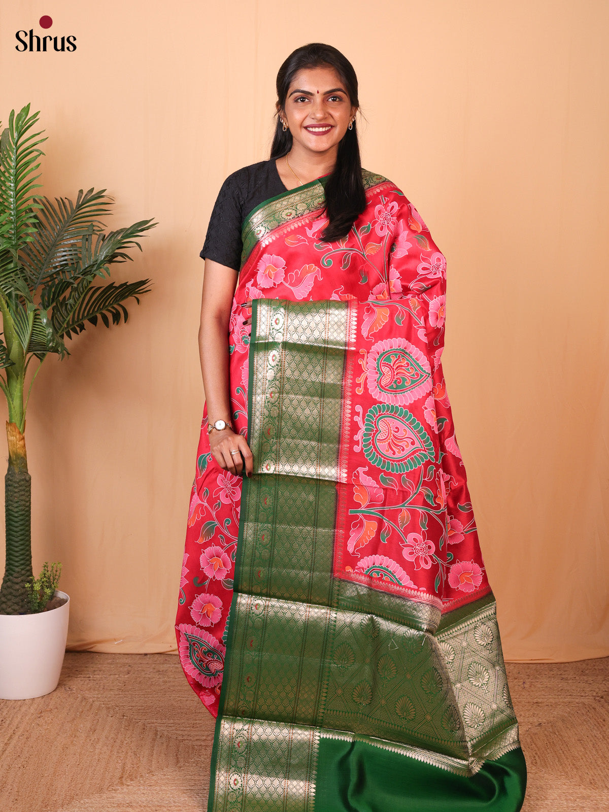 Red & Green - Tussar Saree