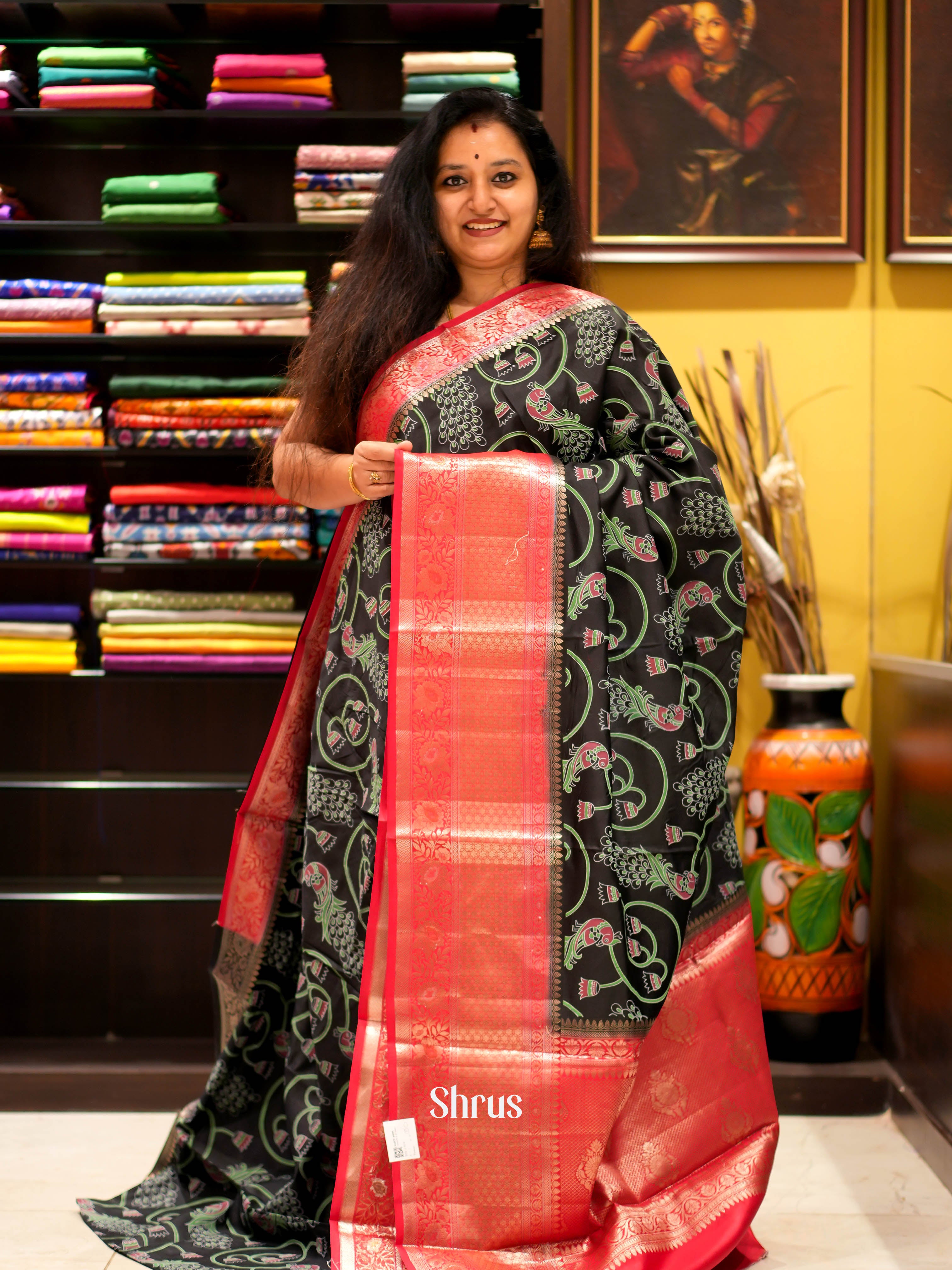 Black & Red - Tussar Saree