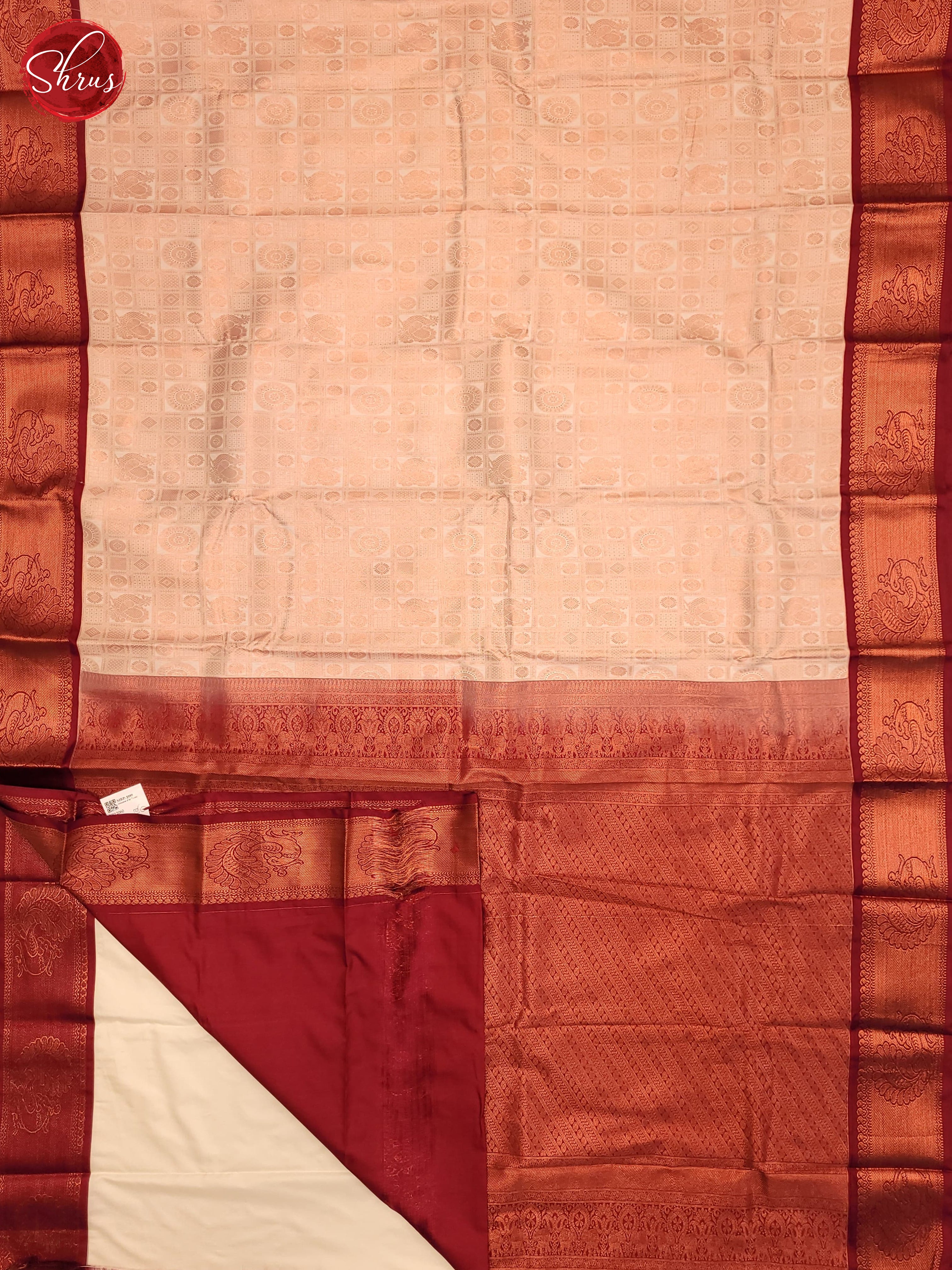 Peach & MAroon - Semi Kanchipuram Saree - Shop on ShrusEternity.com