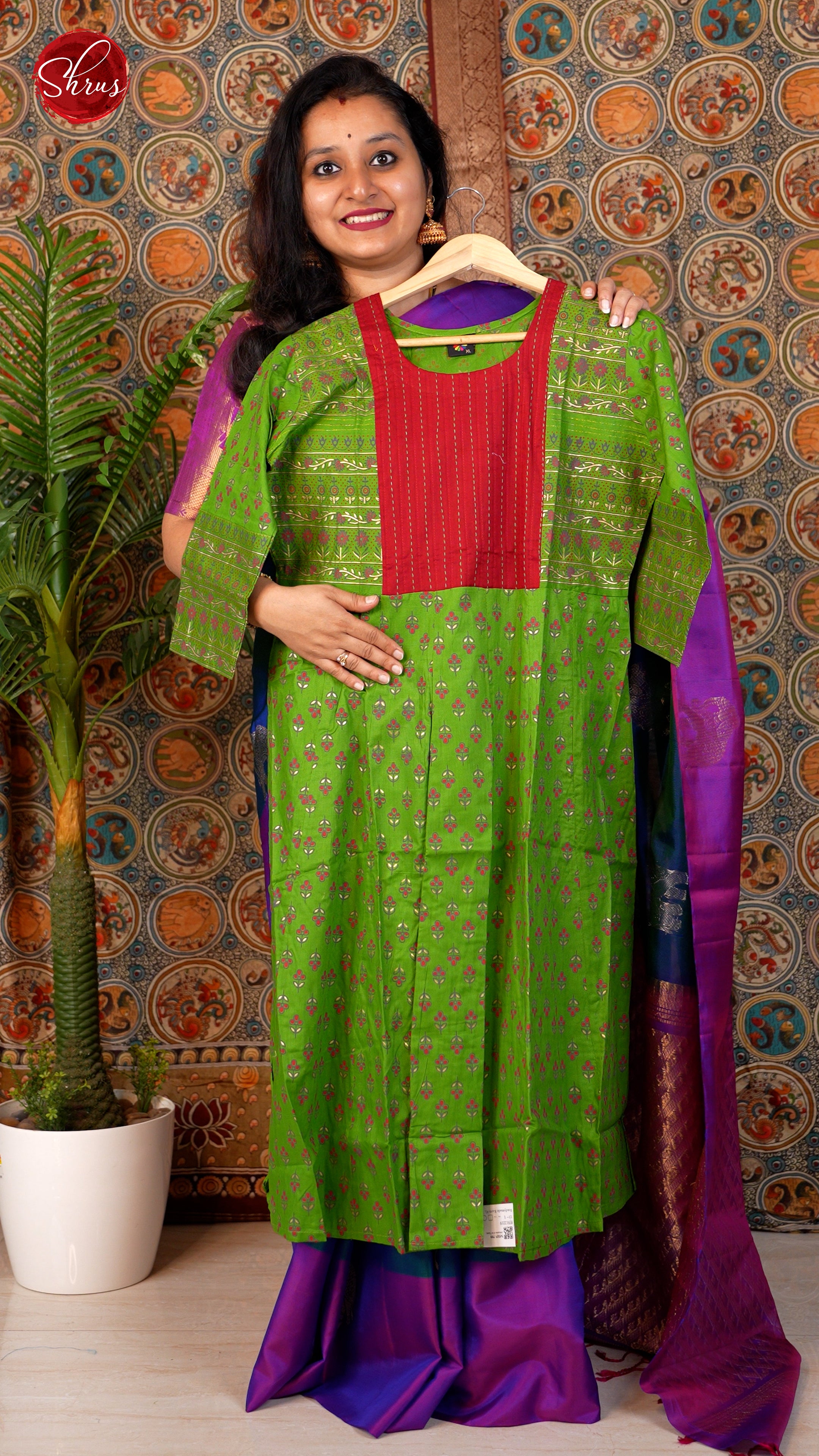 Green - Printed  Readymade Kurti - Shop on ShrusEternity.com