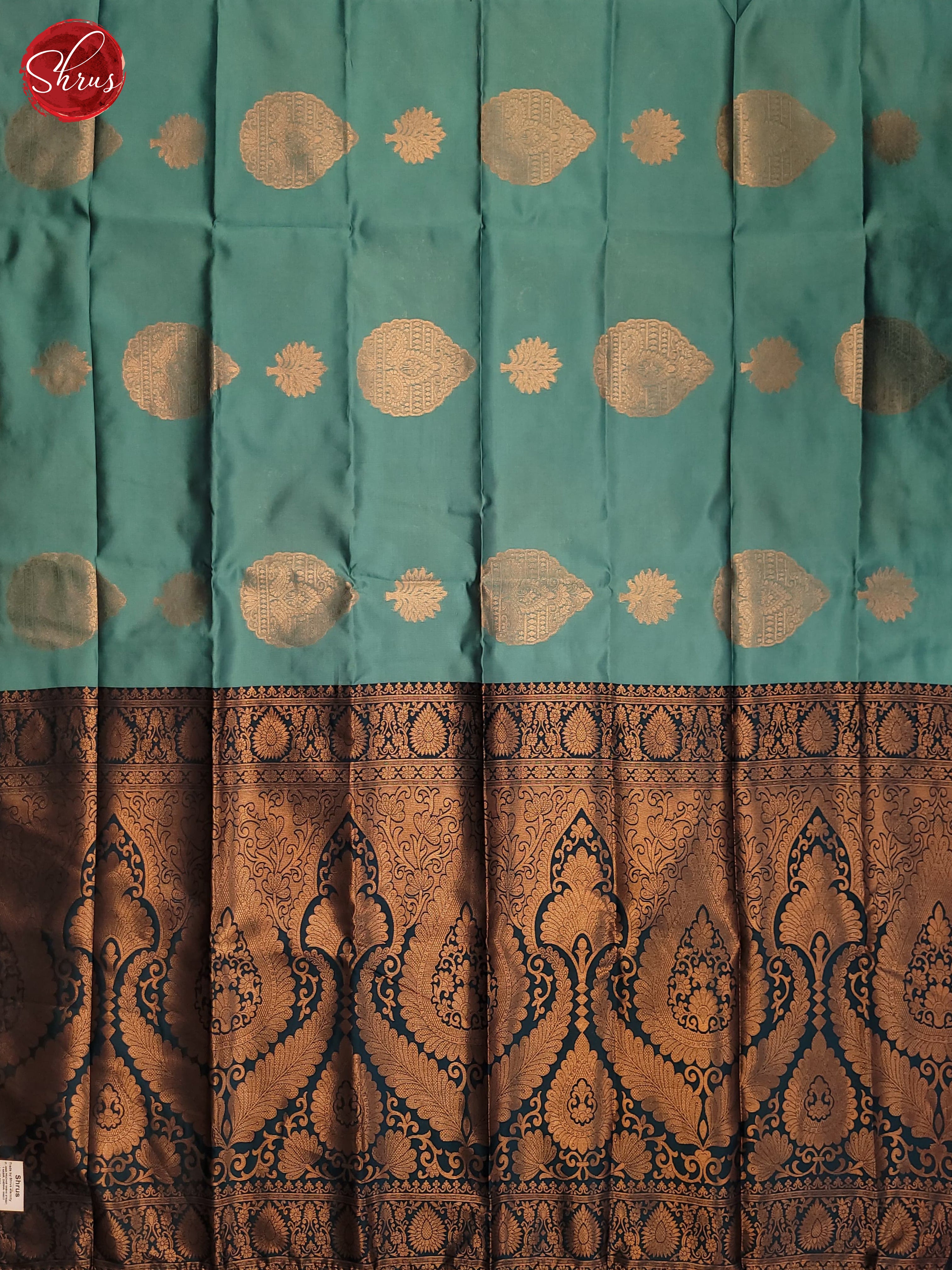 Dusty blue and German blue  - Semi  Soft Silk Saree - Shop on ShrusEternity.com