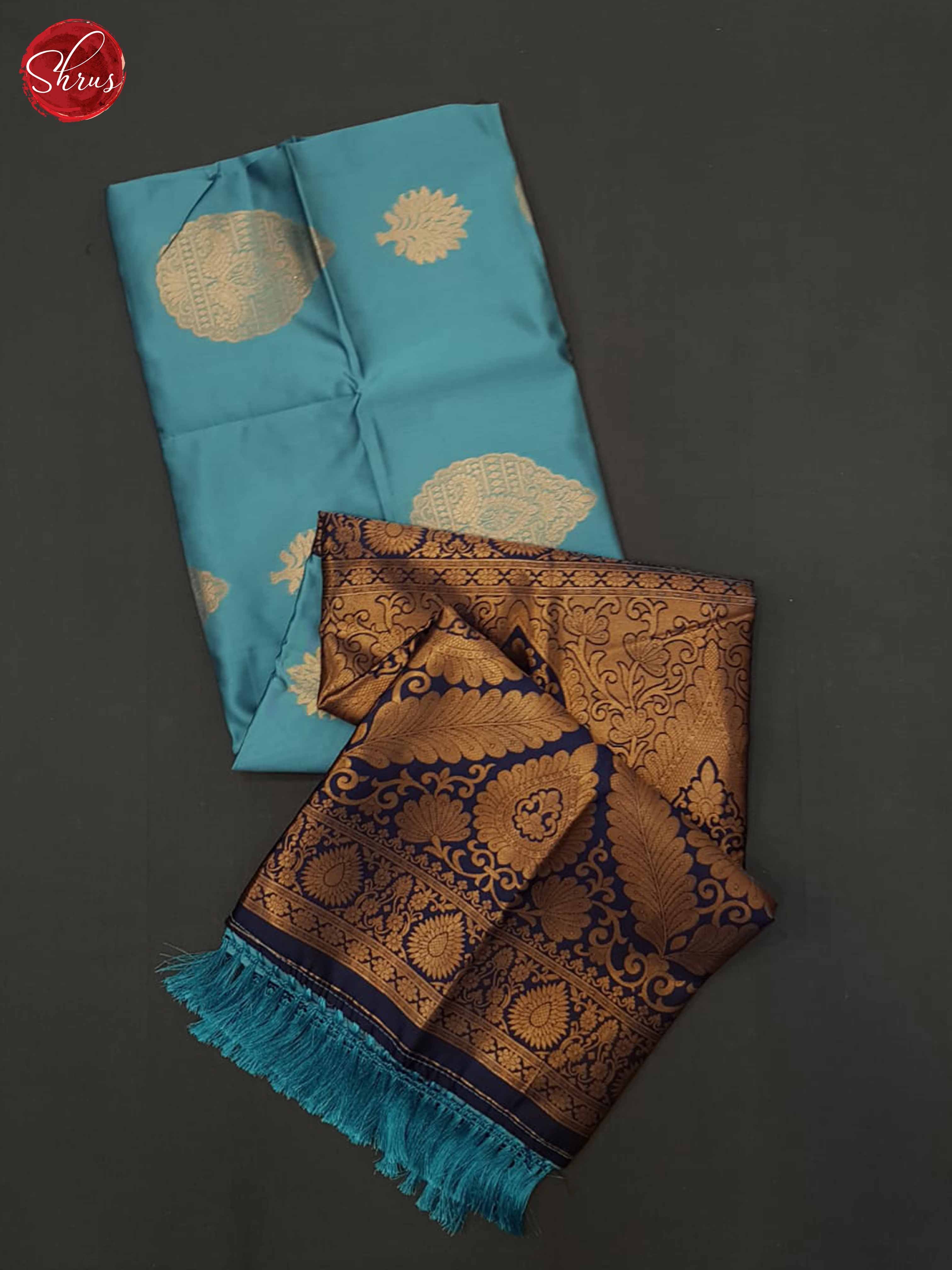 Light Blue And Blue- Semi Soft Silk Saree - Shop on ShrusEternity.com