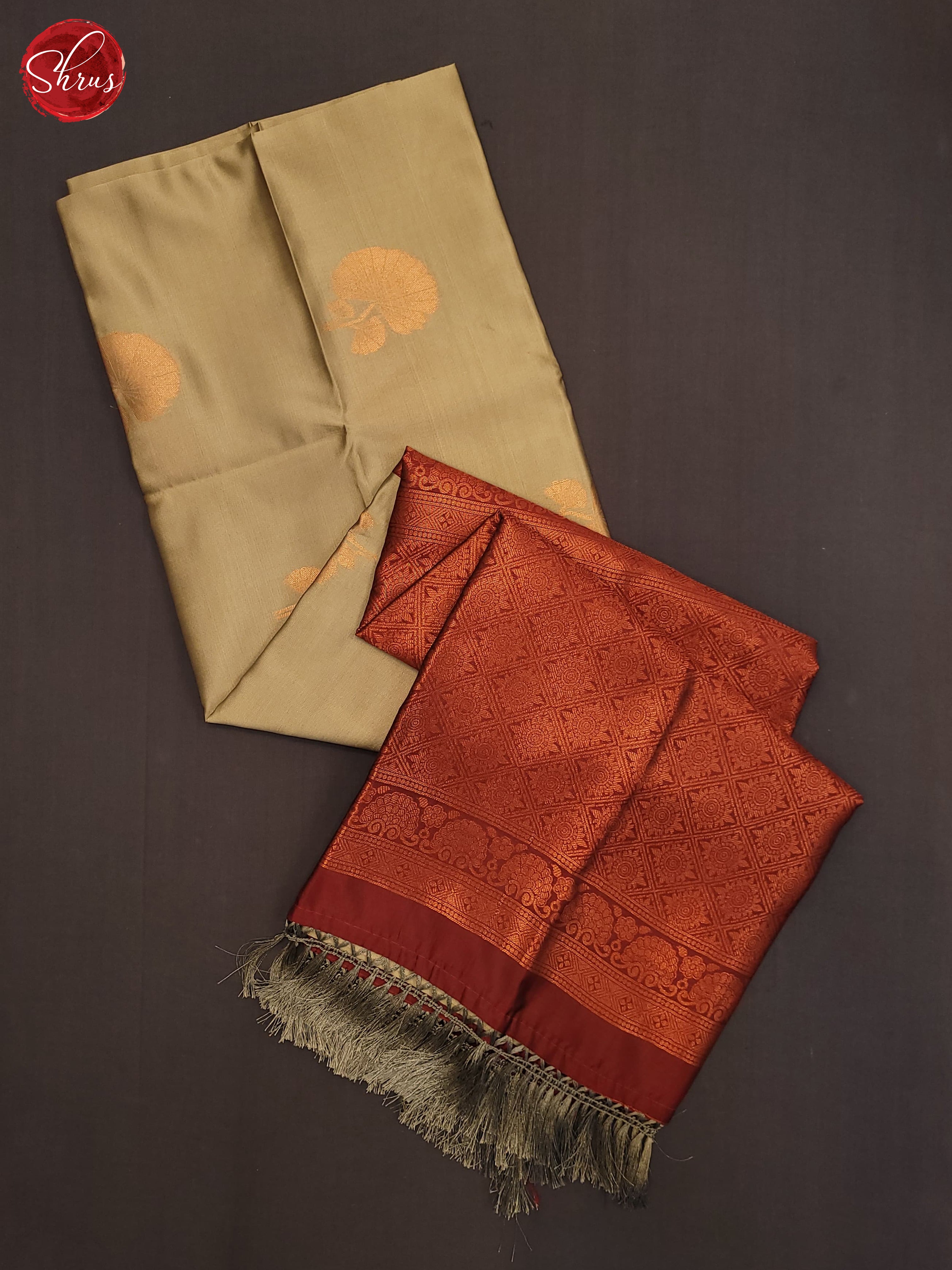 Grey & Maroon- Semi Softsilk Saree - Shop on ShrusEternity.com