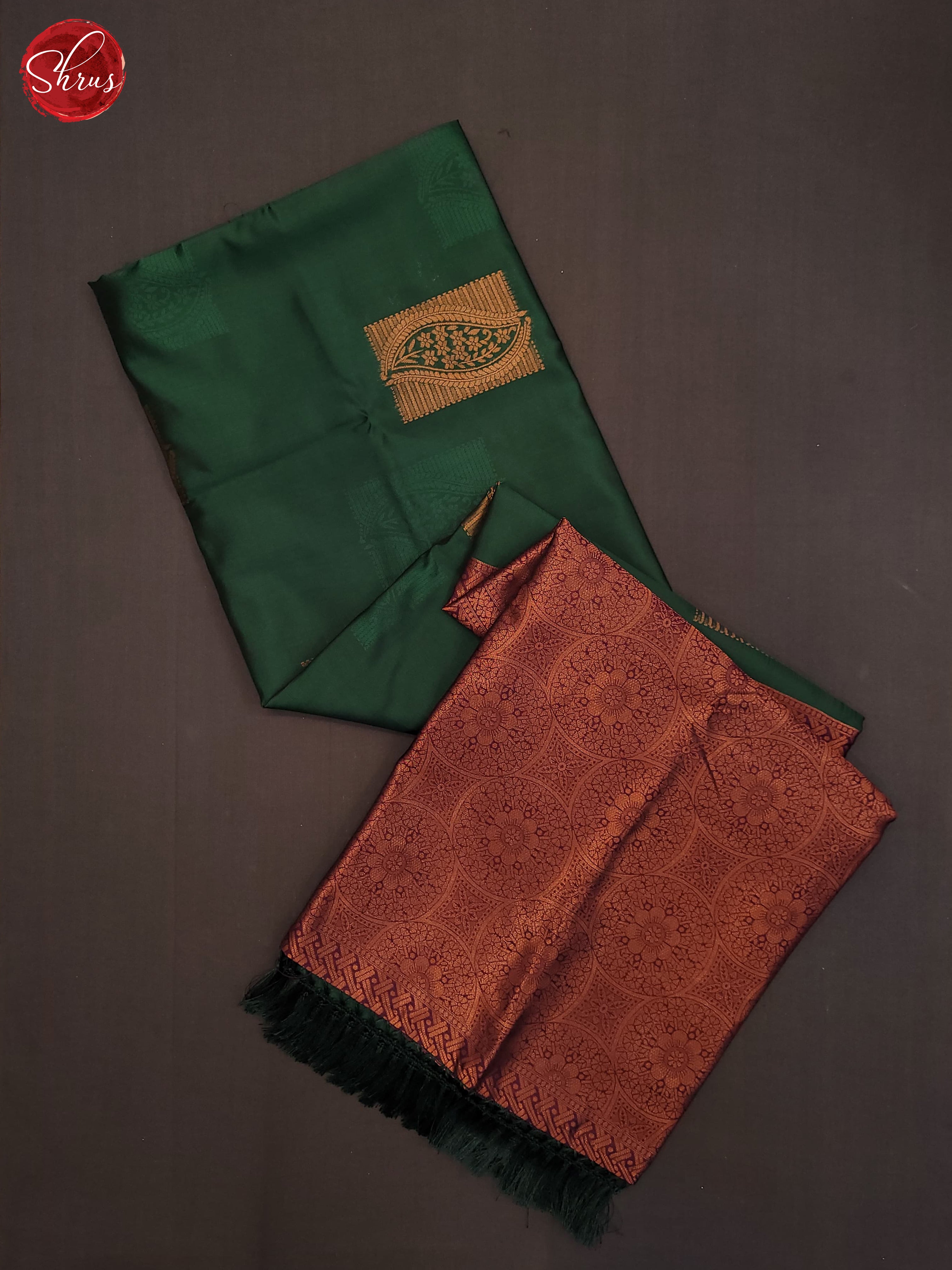 Bottle Green and wine - Semi Soft Silk Saree - Shop on ShrusEternity.com