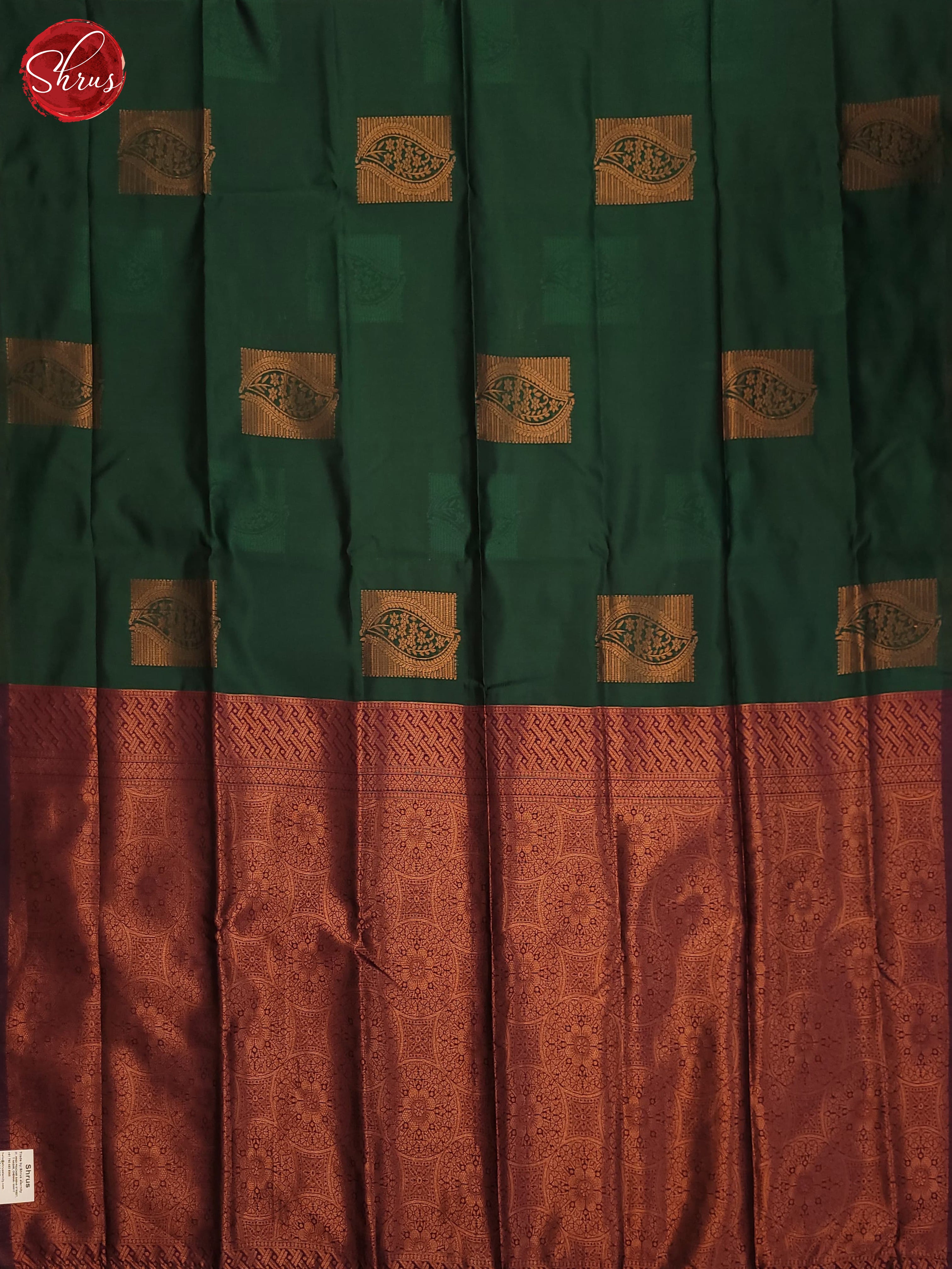 Bottle Green and wine - Semi Soft Silk Saree - Shop on ShrusEternity.com