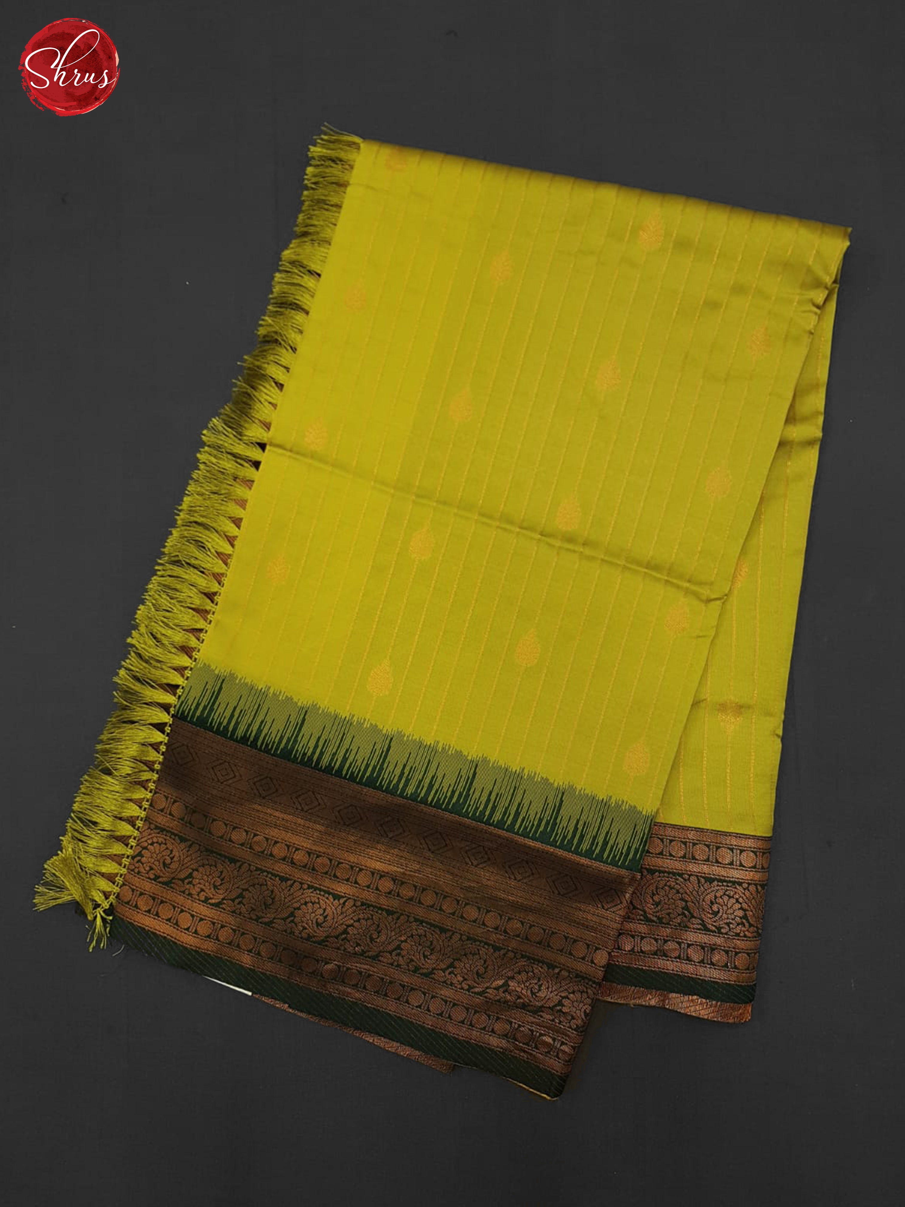 Lime Green & Green - Semi Kanchipuram Saree - Shop on ShrusEternity.com