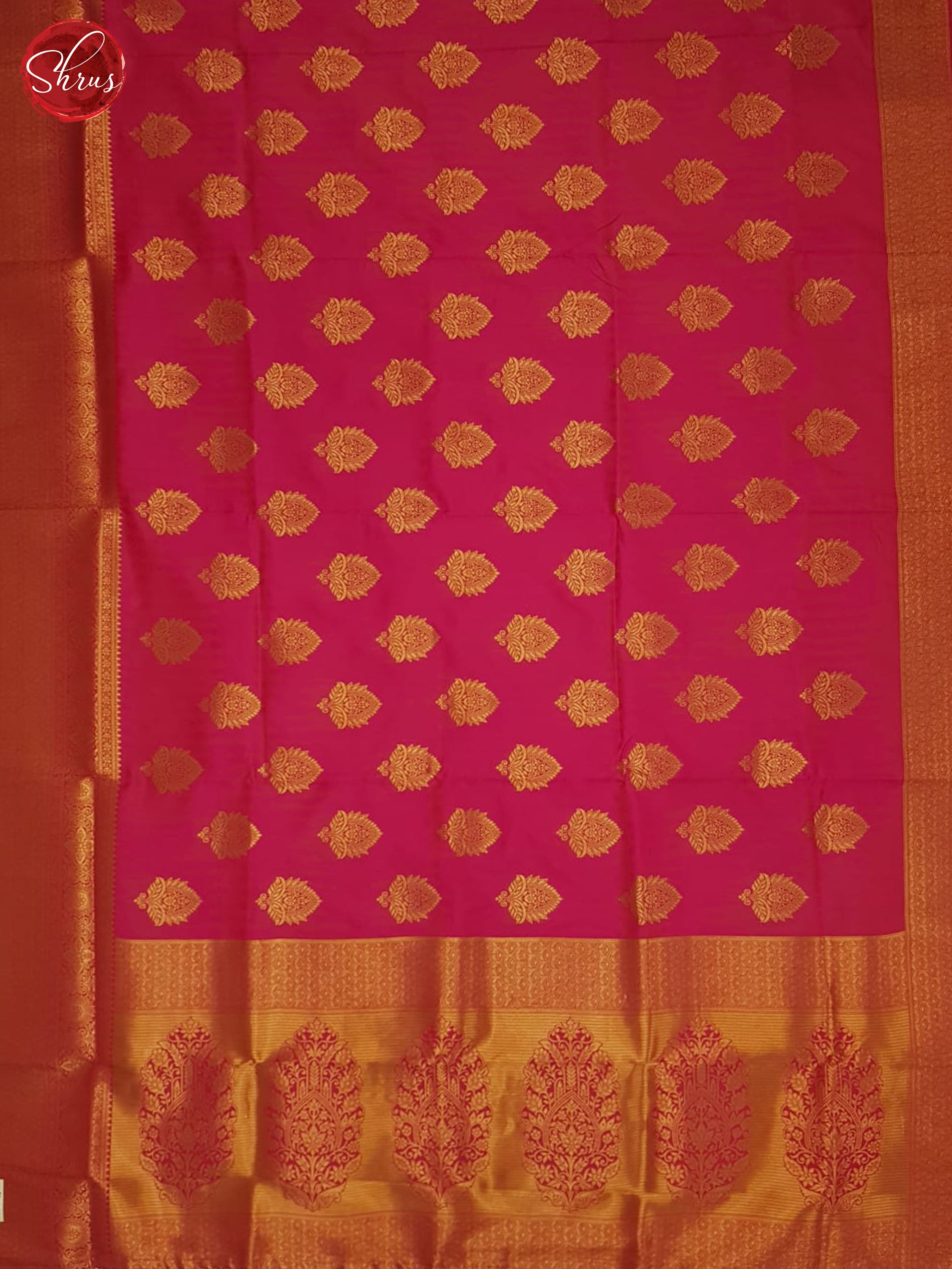 Pink(single tone)-Semi Kanchipuram Saree - Shop on ShrusEternity.com