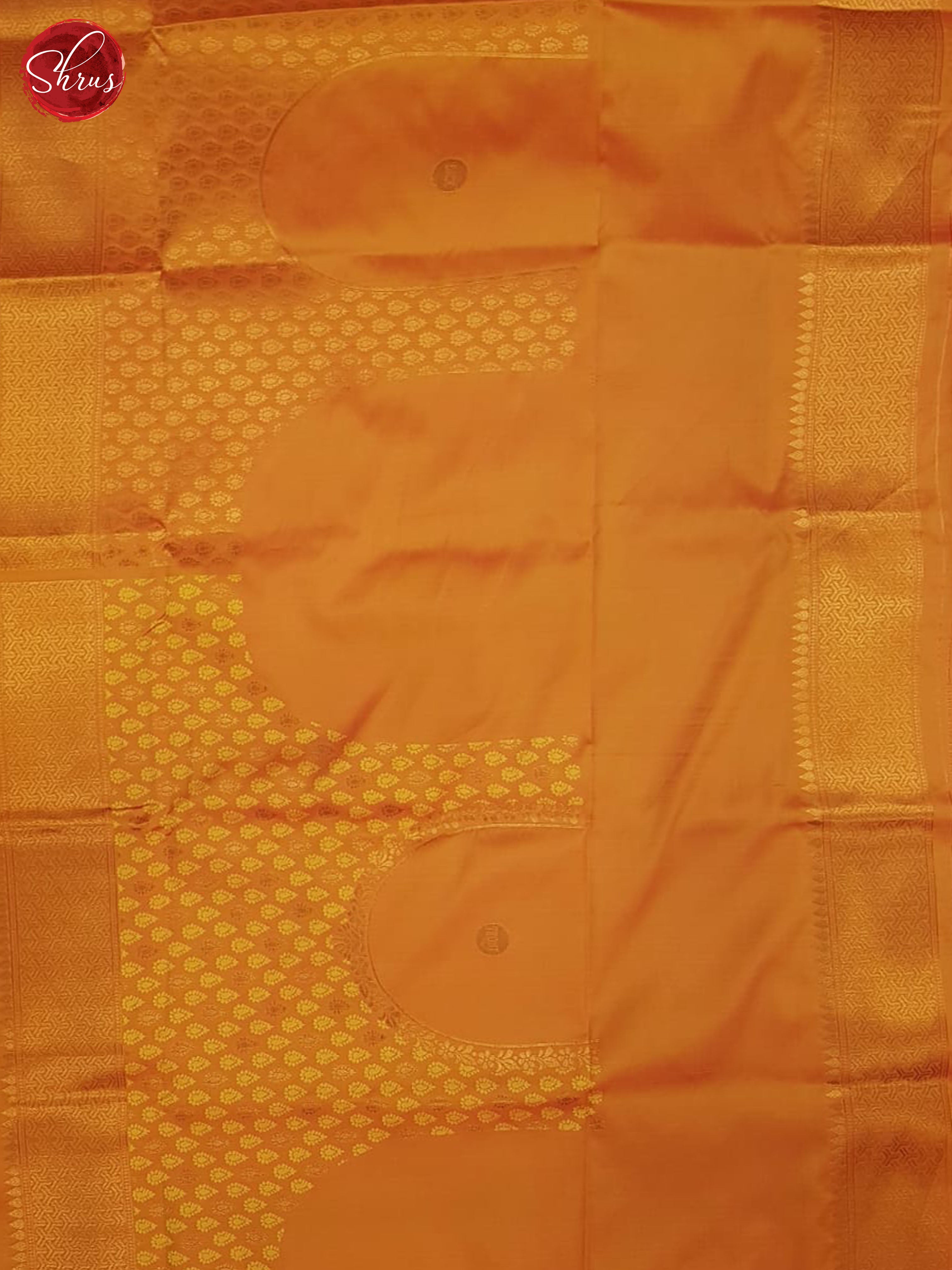 Orange(single tone)- Semi Kanchipuram Saree - Shop on ShrusEternity.com
