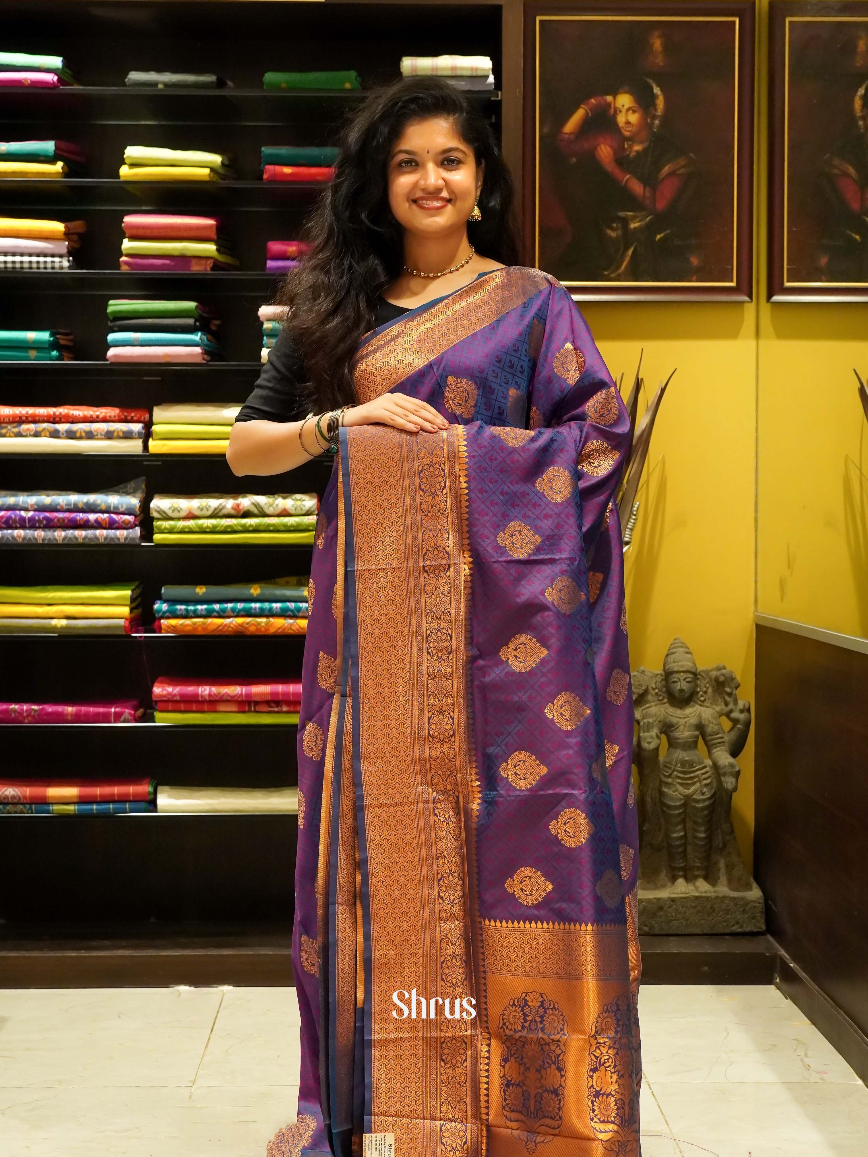 purpule(Single Tone)- Semi Kanchipuram Saree