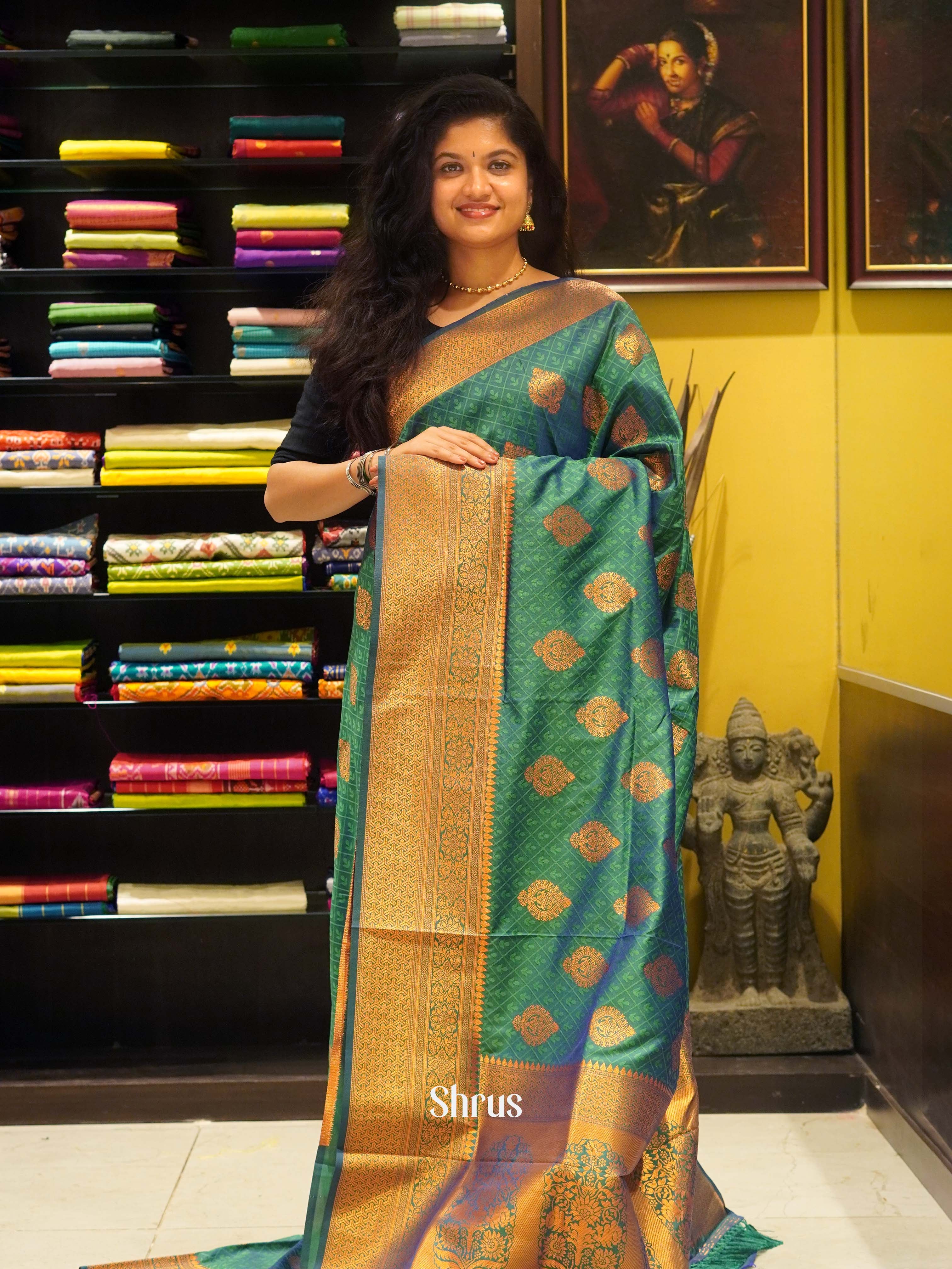 green(Single Tone)- Semi Kanchipuram Saree