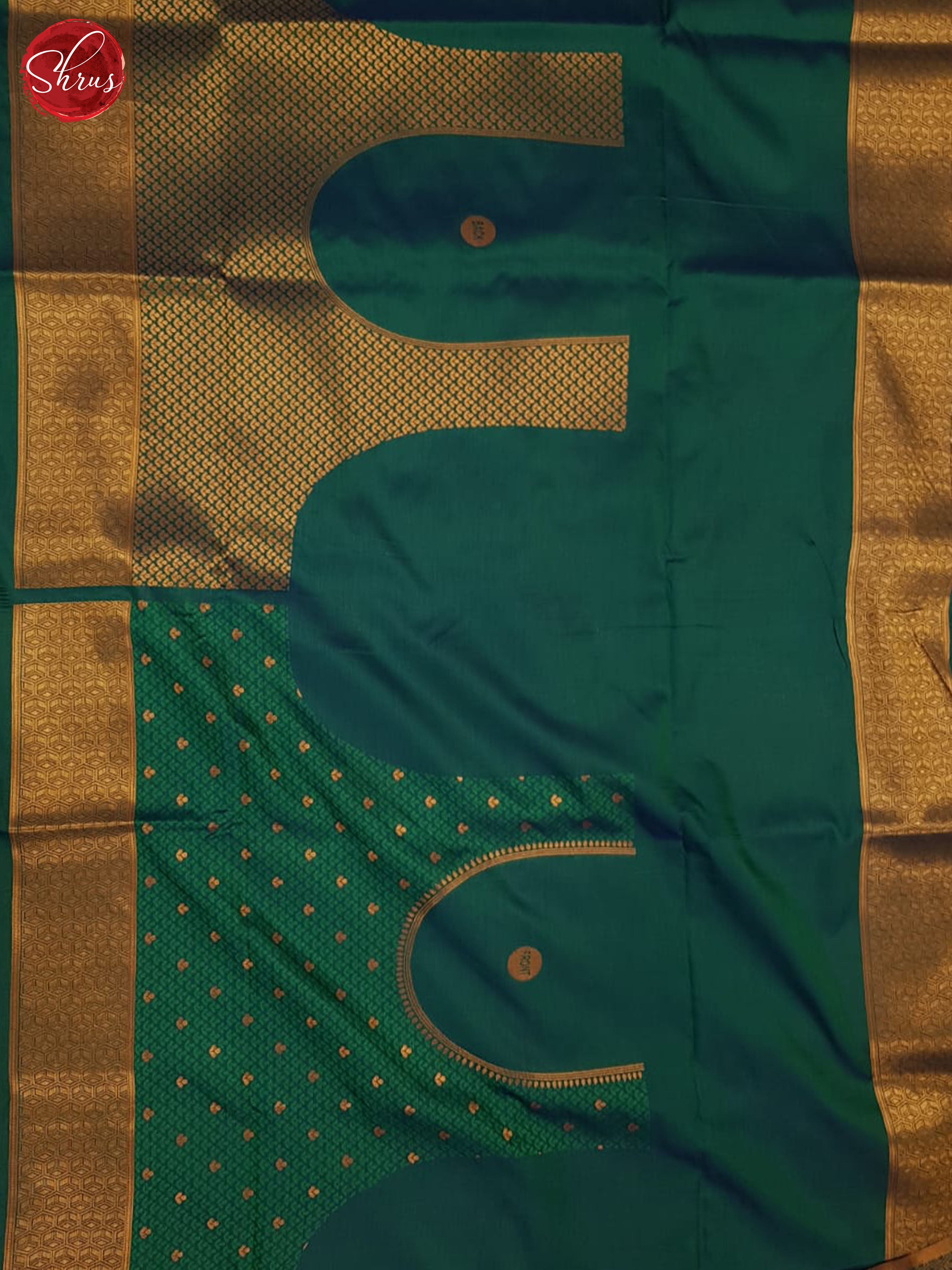 Green and Blue- Semi Kanchipuram Saree - Shop on ShrusEternity.com