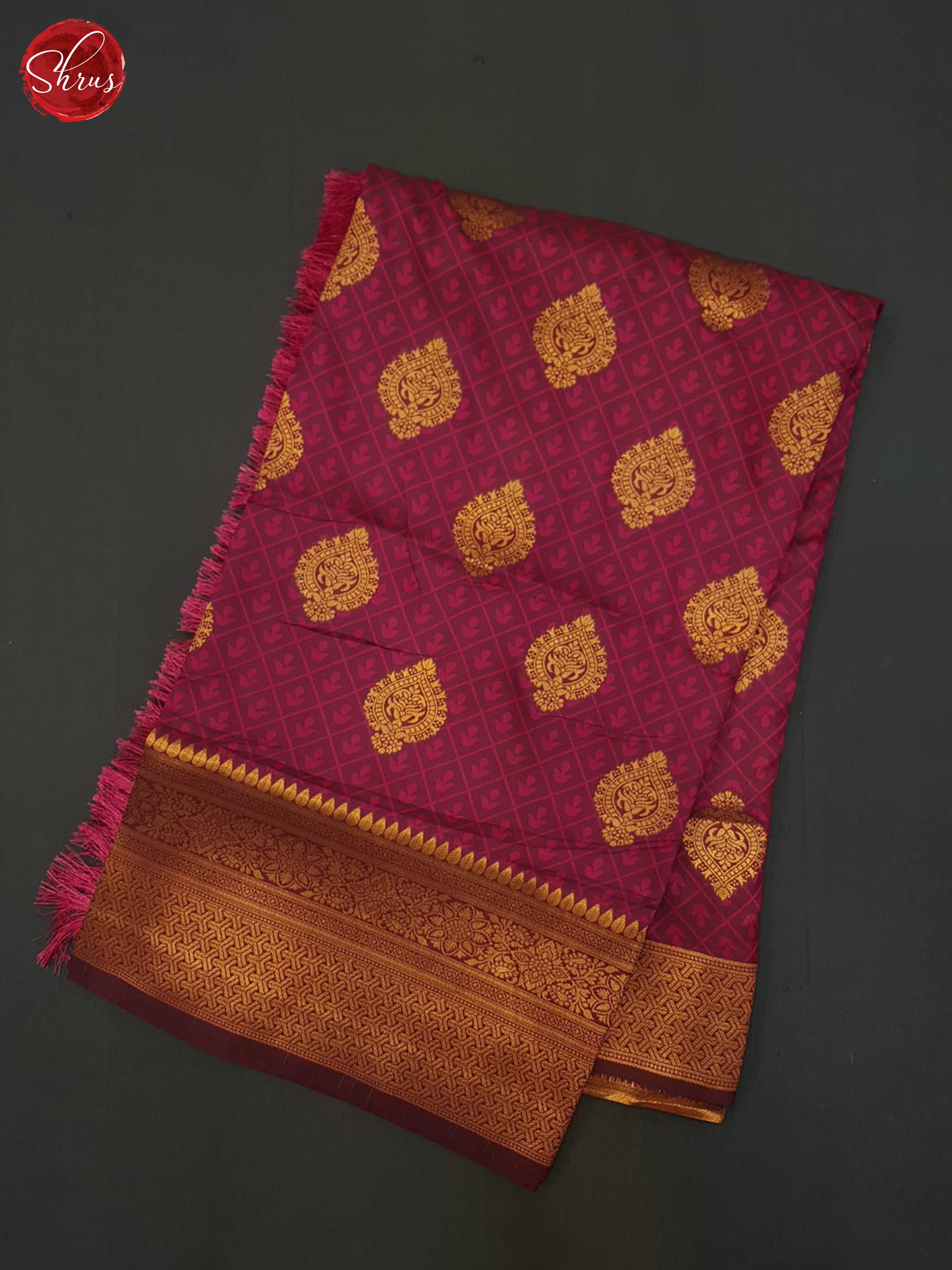 Maroon(Single Tone)- Semi Kanchipuram Saree - Shop on ShrusEternity.com