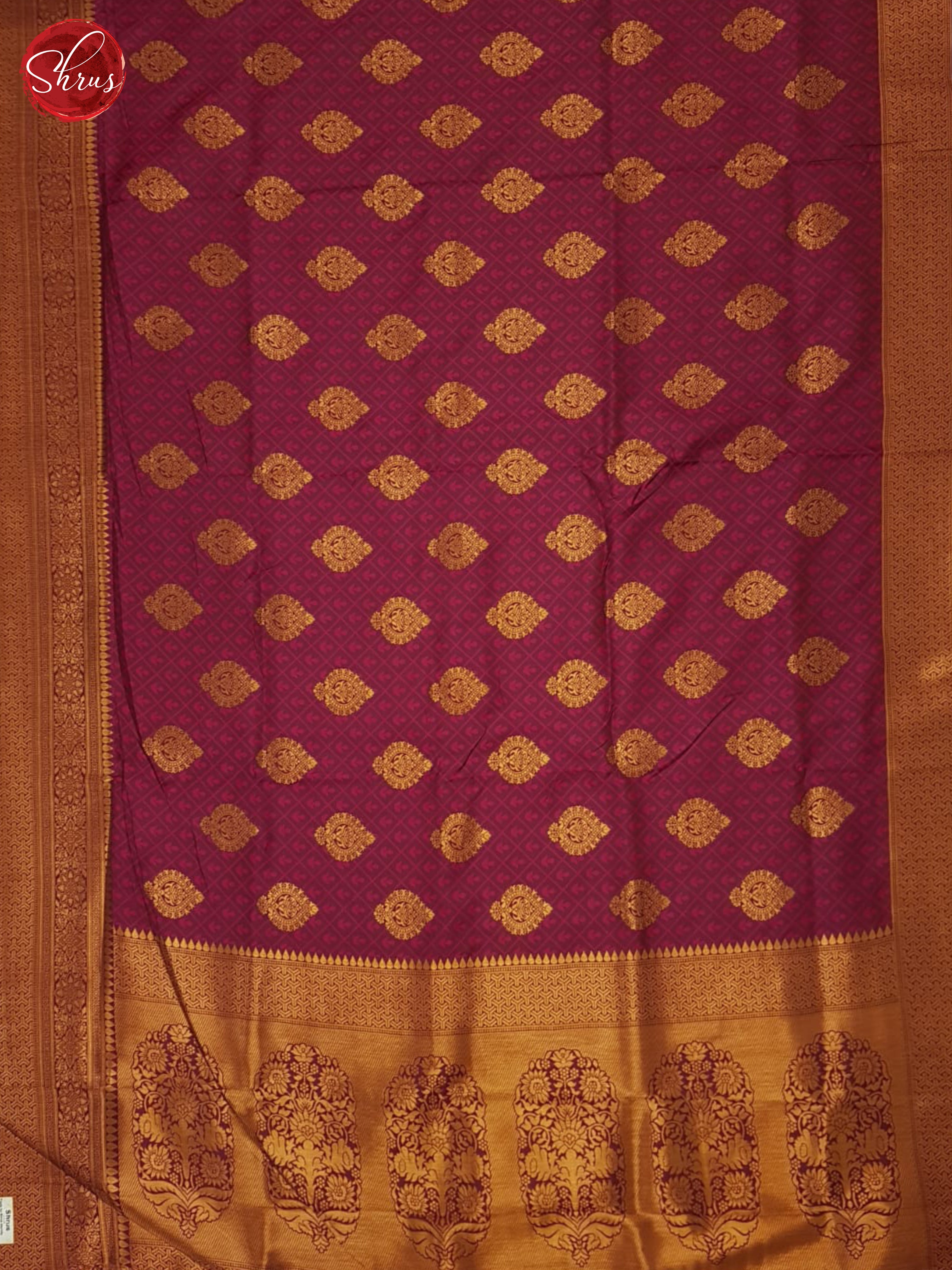 Maroon(Single Tone)- Semi Kanchipuram Saree - Shop on ShrusEternity.com