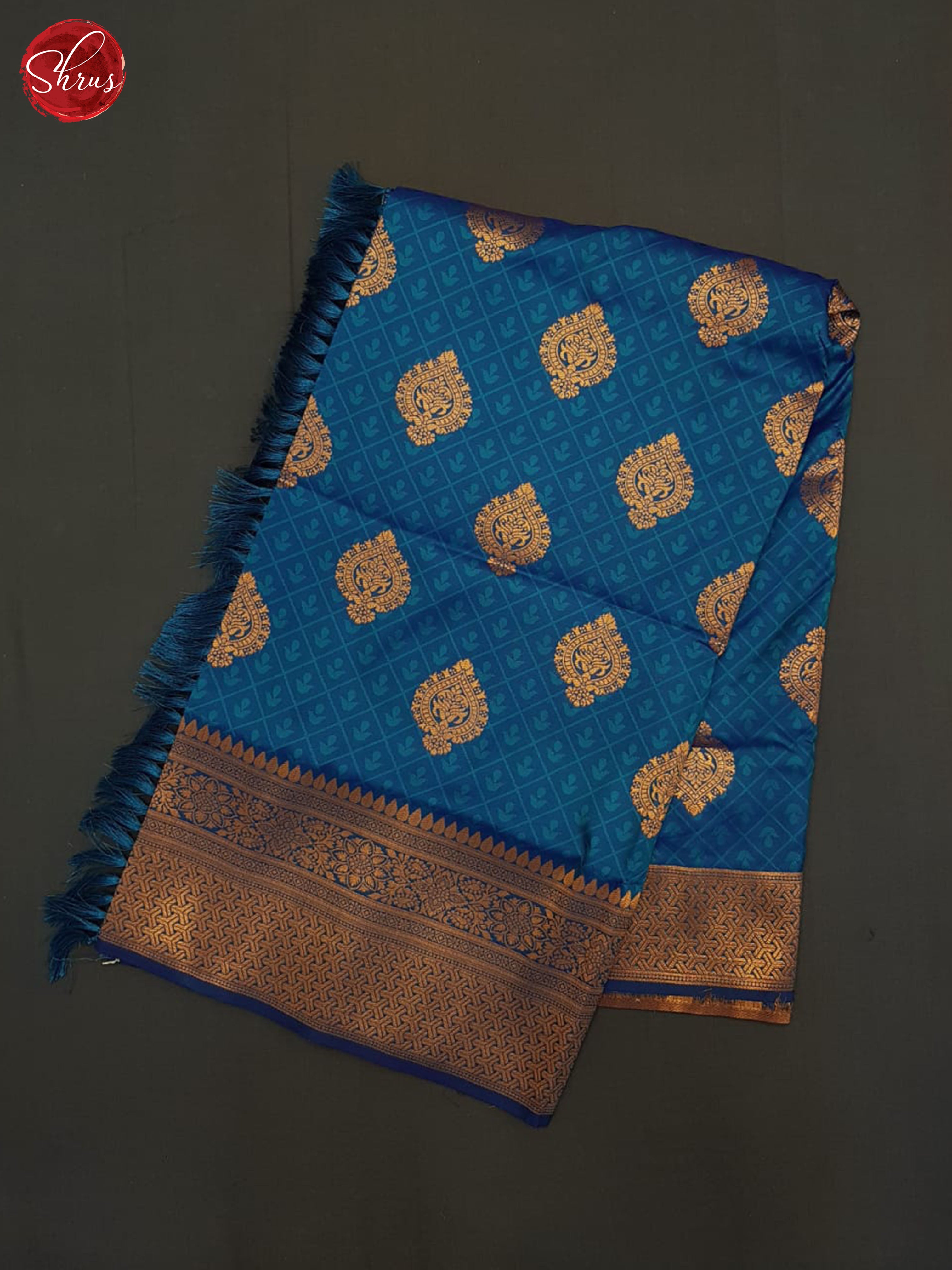Blue(single tone)-Semi kanchipuram saree - Shop on ShrusEternity.com
