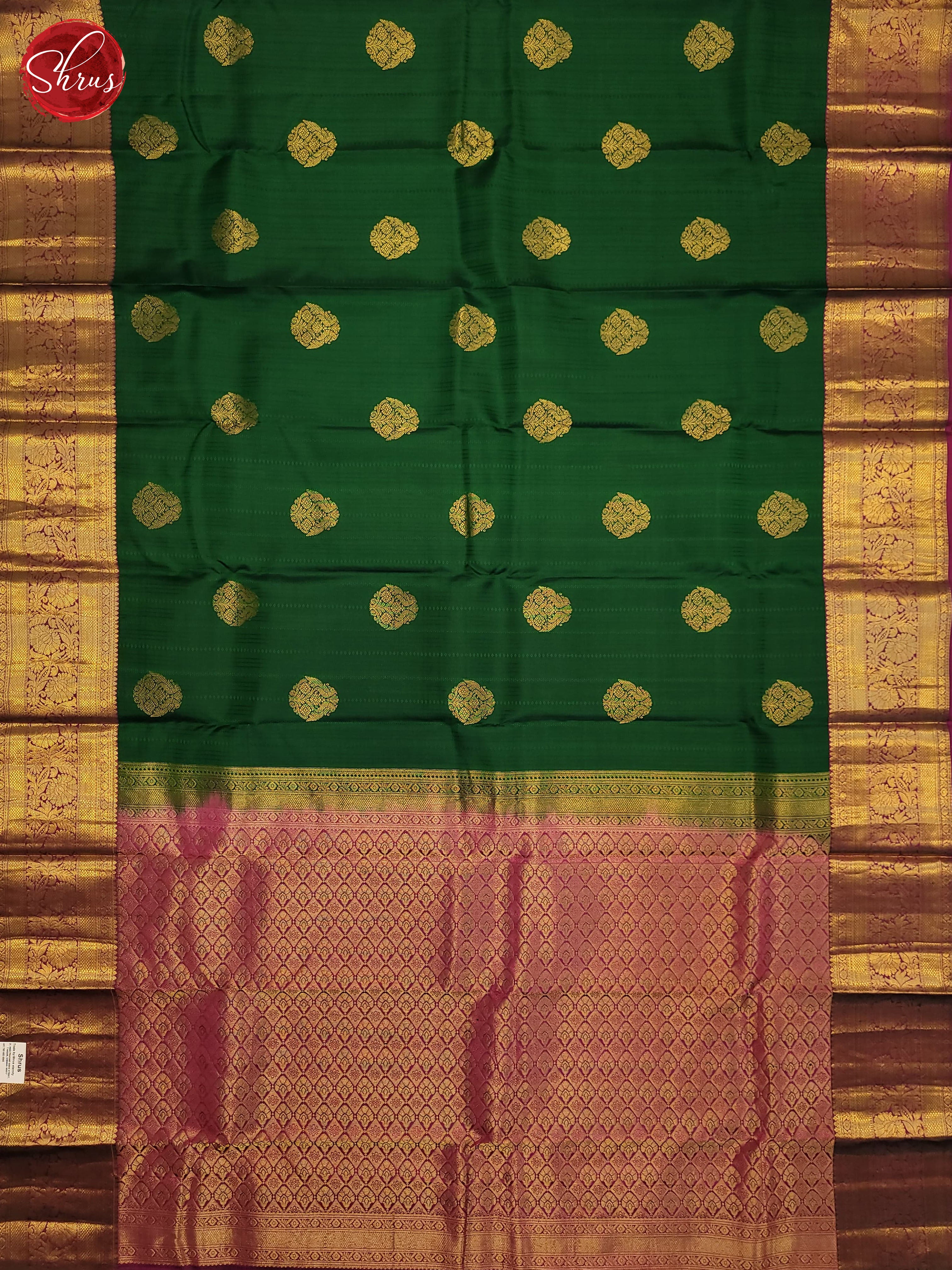 Bottle Green and vadamalli-Kanchipuram Silk saree - Shop on ShrusEternity.com