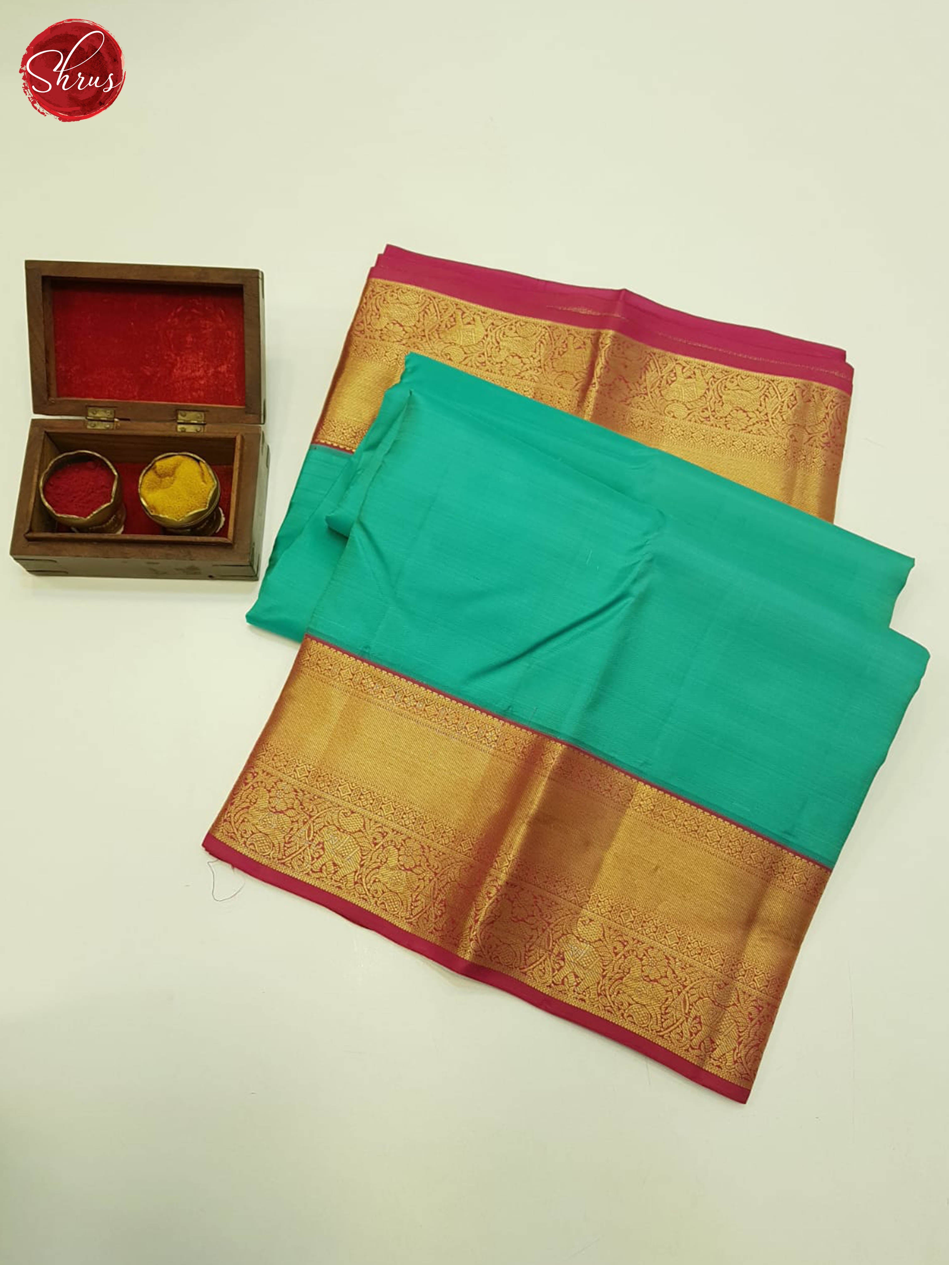 Green And Pink-Kanchipuram Silk Saree - Shop on ShrusEternity.com