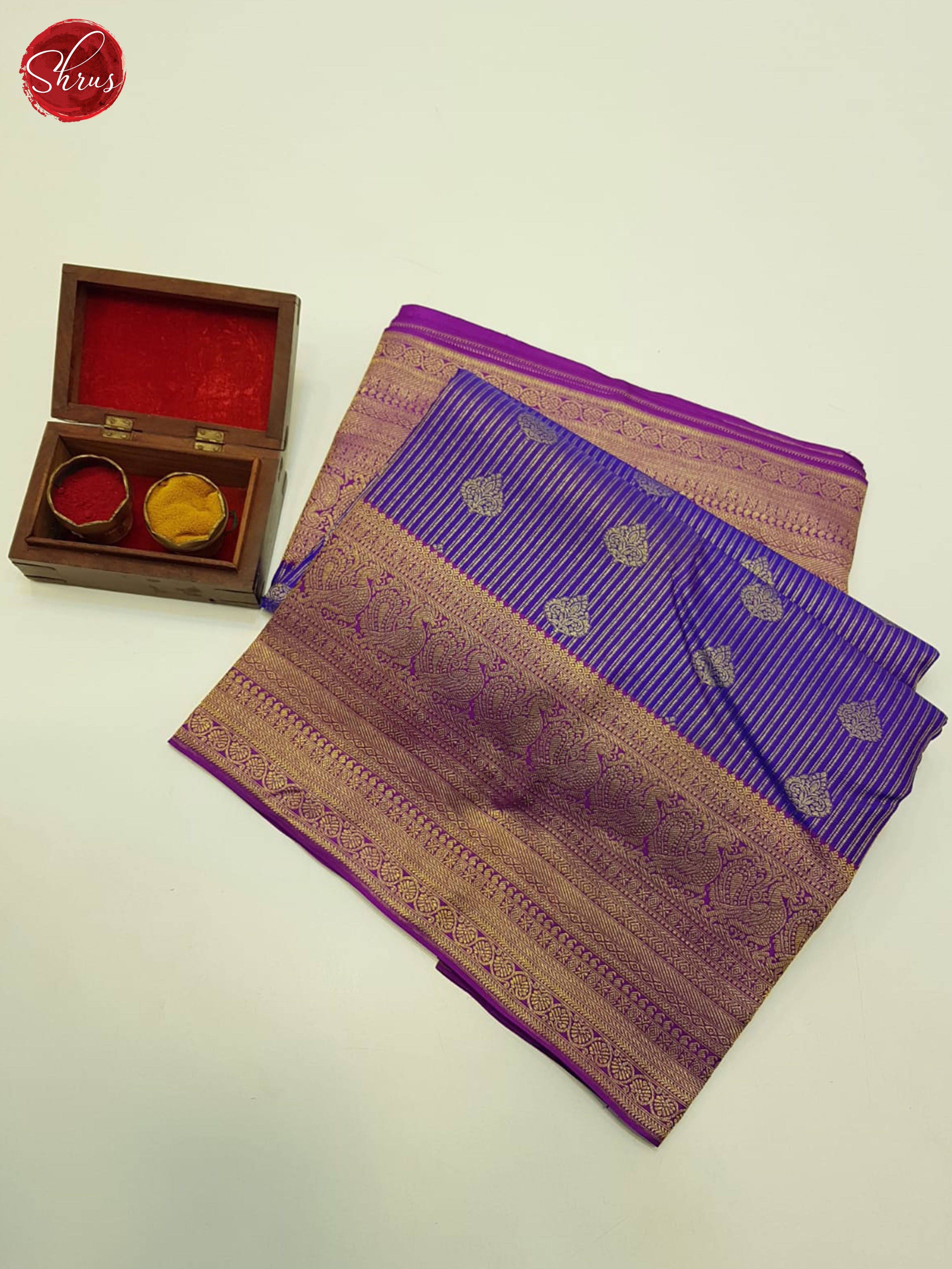 Blue And purple- Kanchipuram silk saree - Shop on ShrusEternity.com