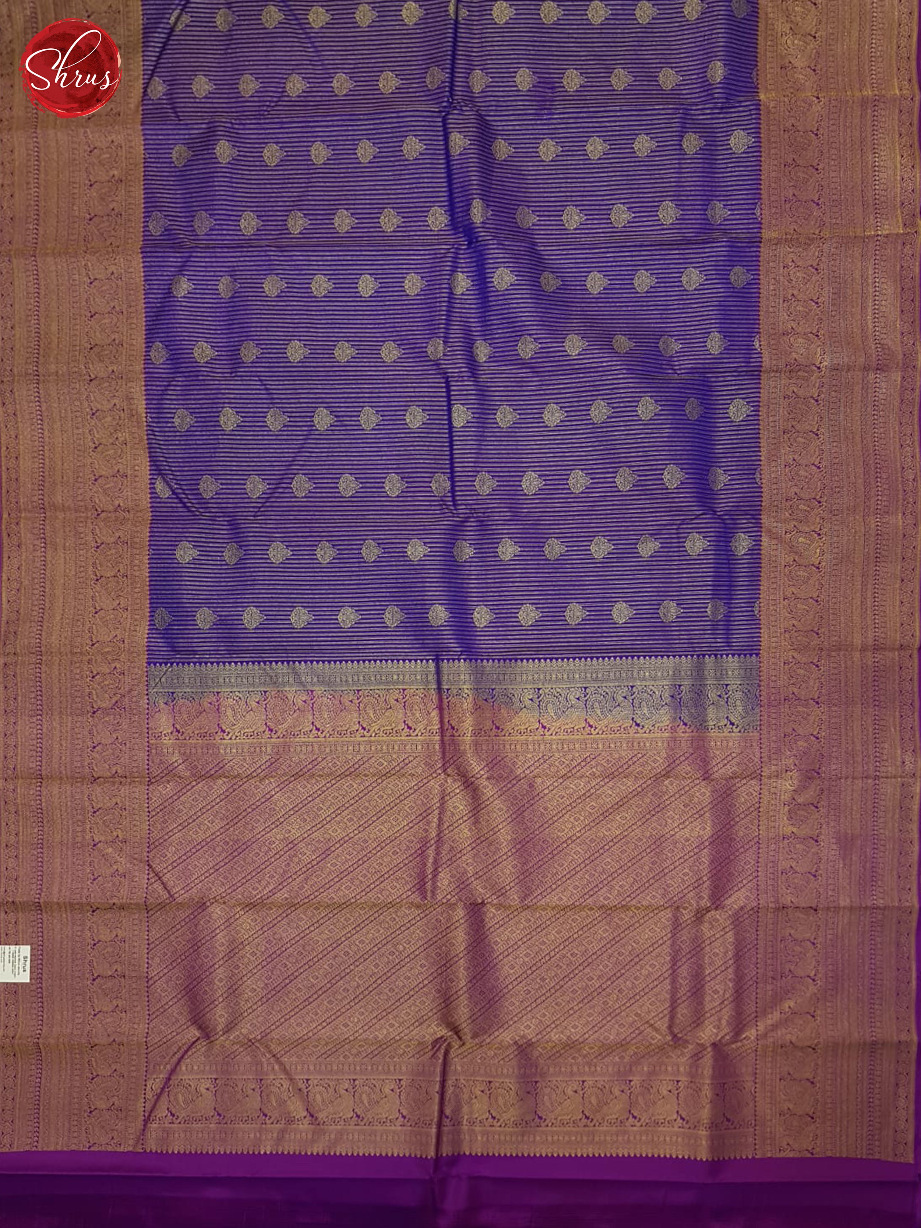 Blue And purple- Kanchipuram silk saree - Shop on ShrusEternity.com