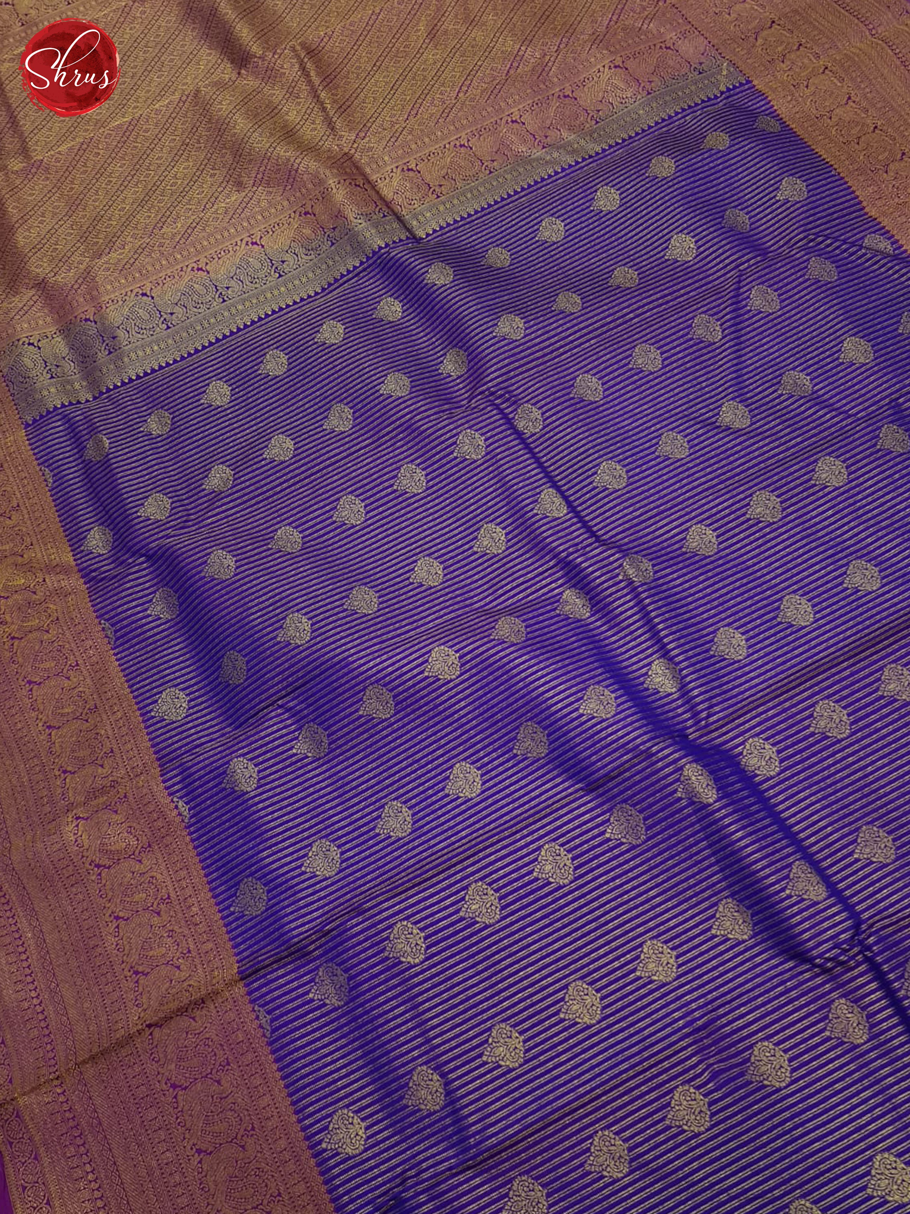 Blue And purple- Kanchipuram silk saree - Shop on ShrusEternity.com