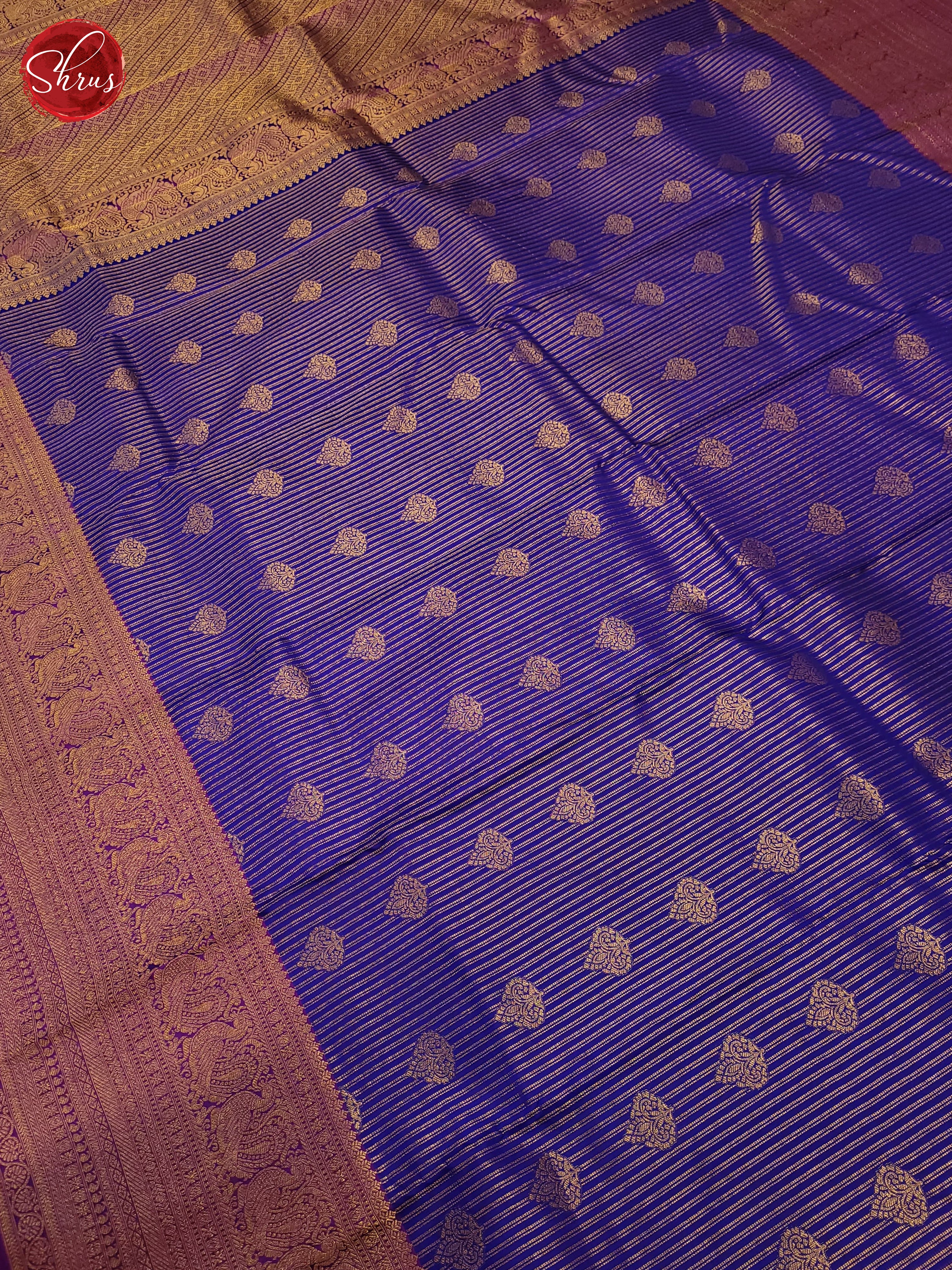 Blue & Purple - Kanchipuram Silk Saree - Shop on ShrusEternity.com