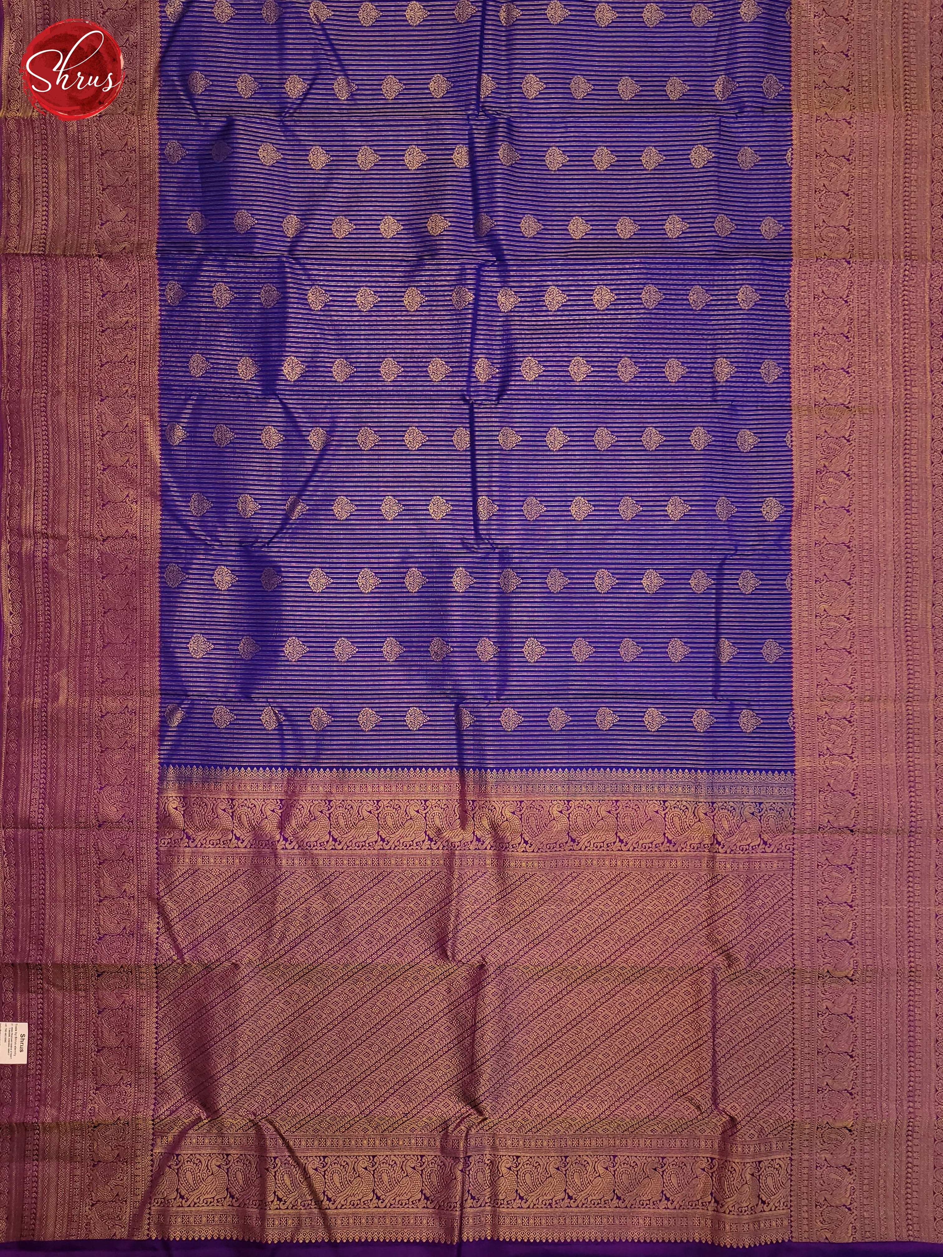 Blue & Purple - Kanchipuram Silk Saree - Shop on ShrusEternity.com