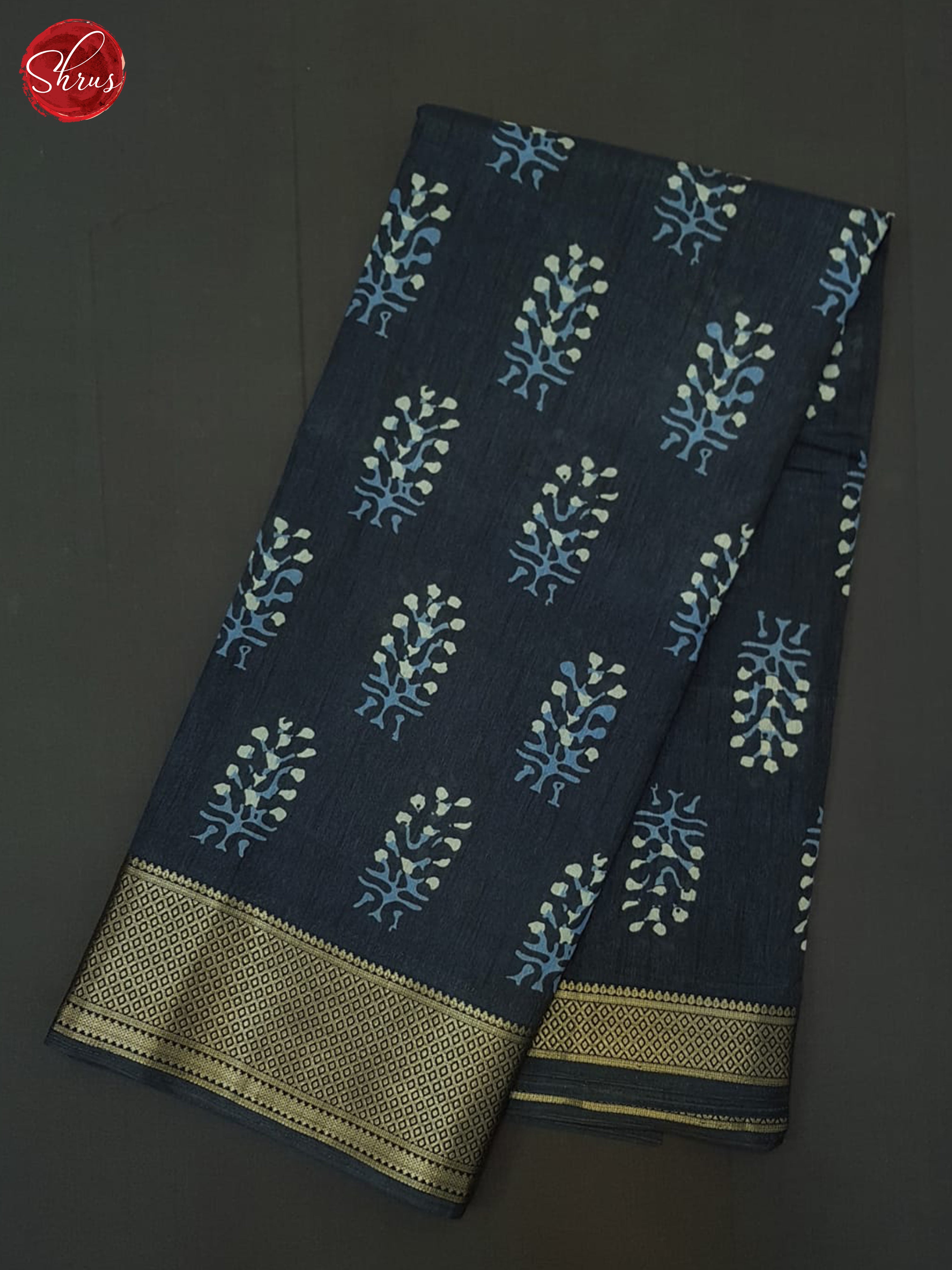 navy blue(Single Tone)- Semi Crepe saree - Shop on ShrusEternity.com