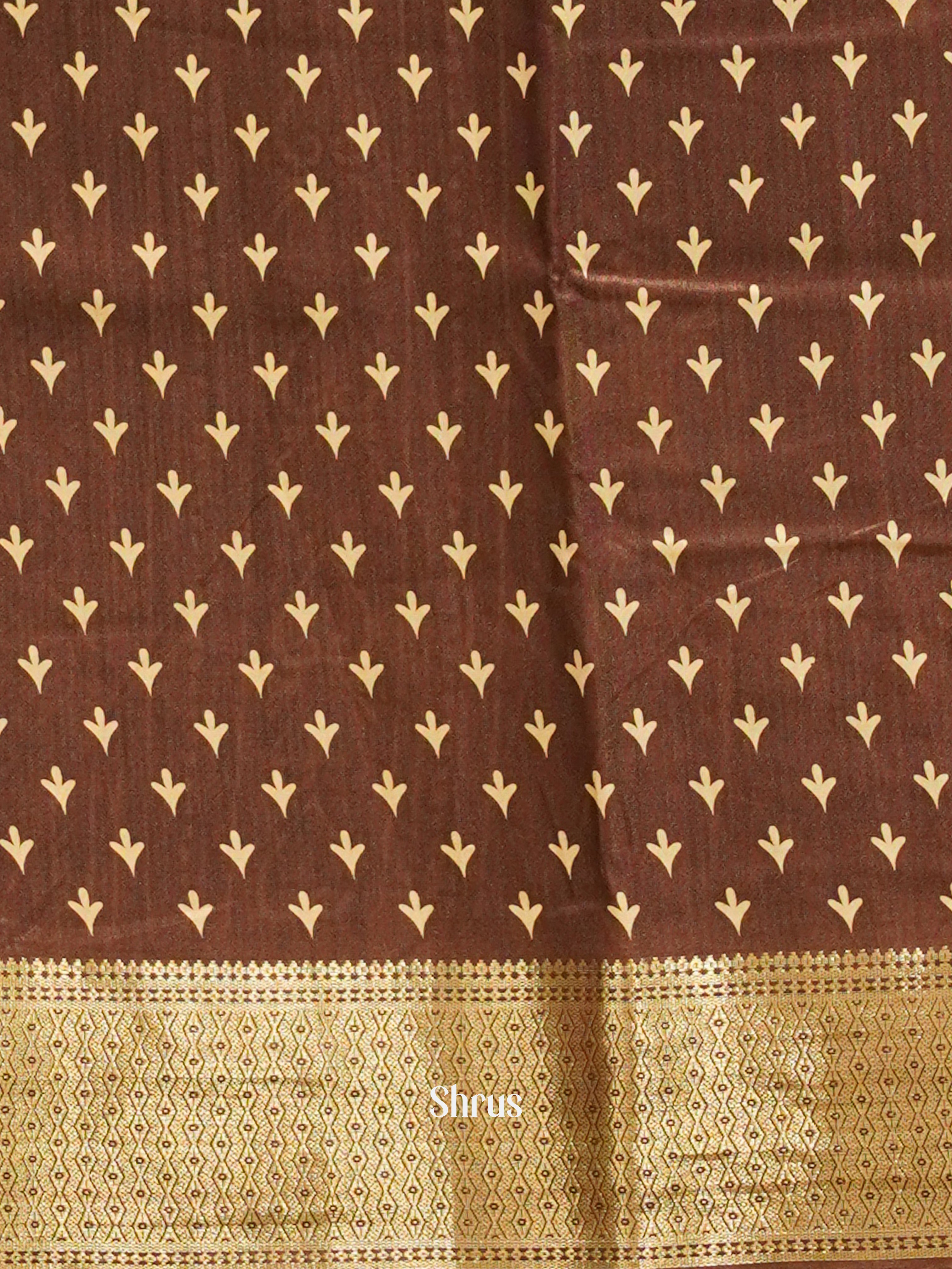 Brown(Single tone)- Semi Crepe Saree