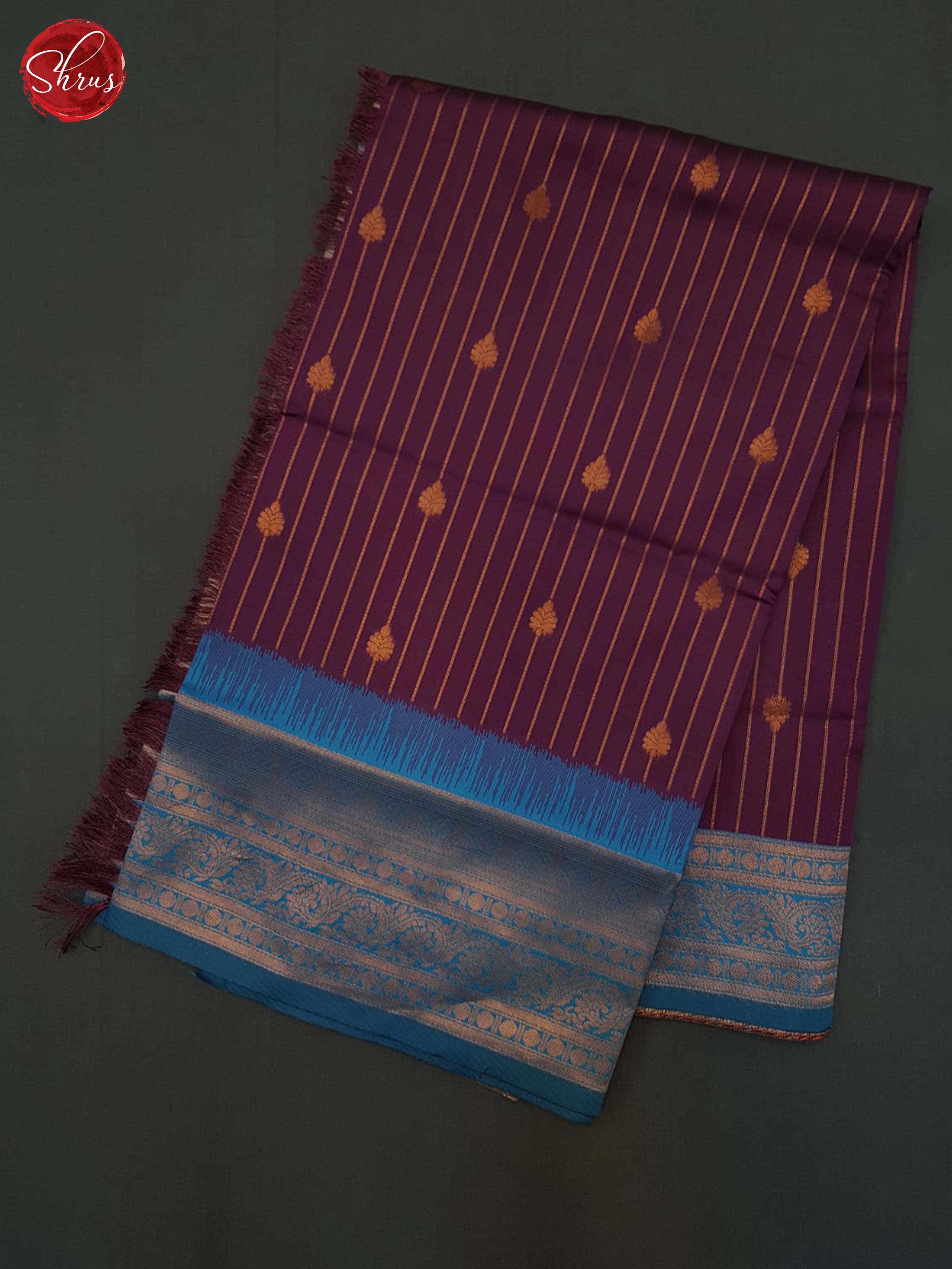 Wine & Blue - Semi Kanchipuram Saree - Shop on ShrusEternity.com