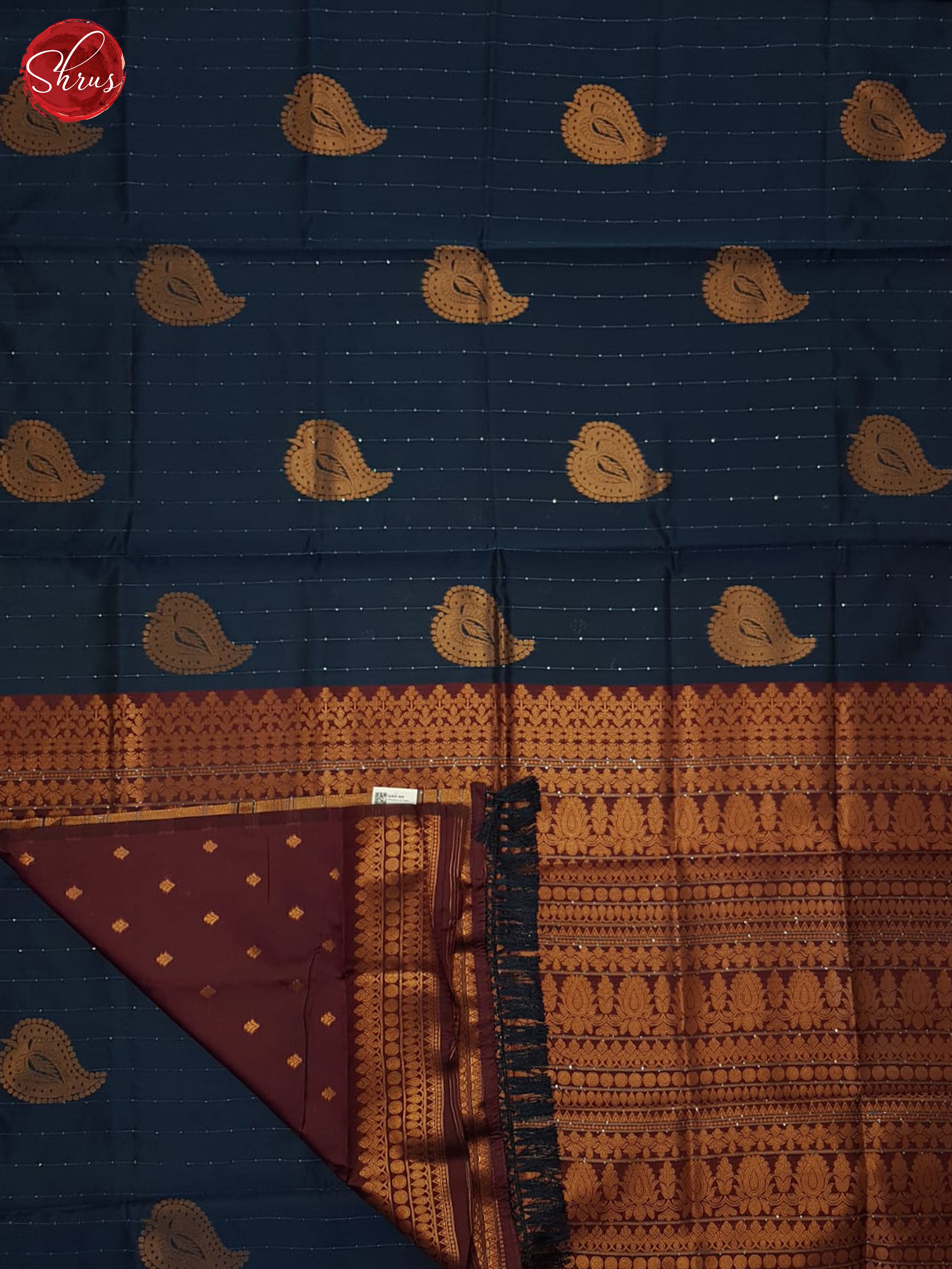 Blue and Maroon - Semi Softsilk Saree - Shop on ShrusEternity.com